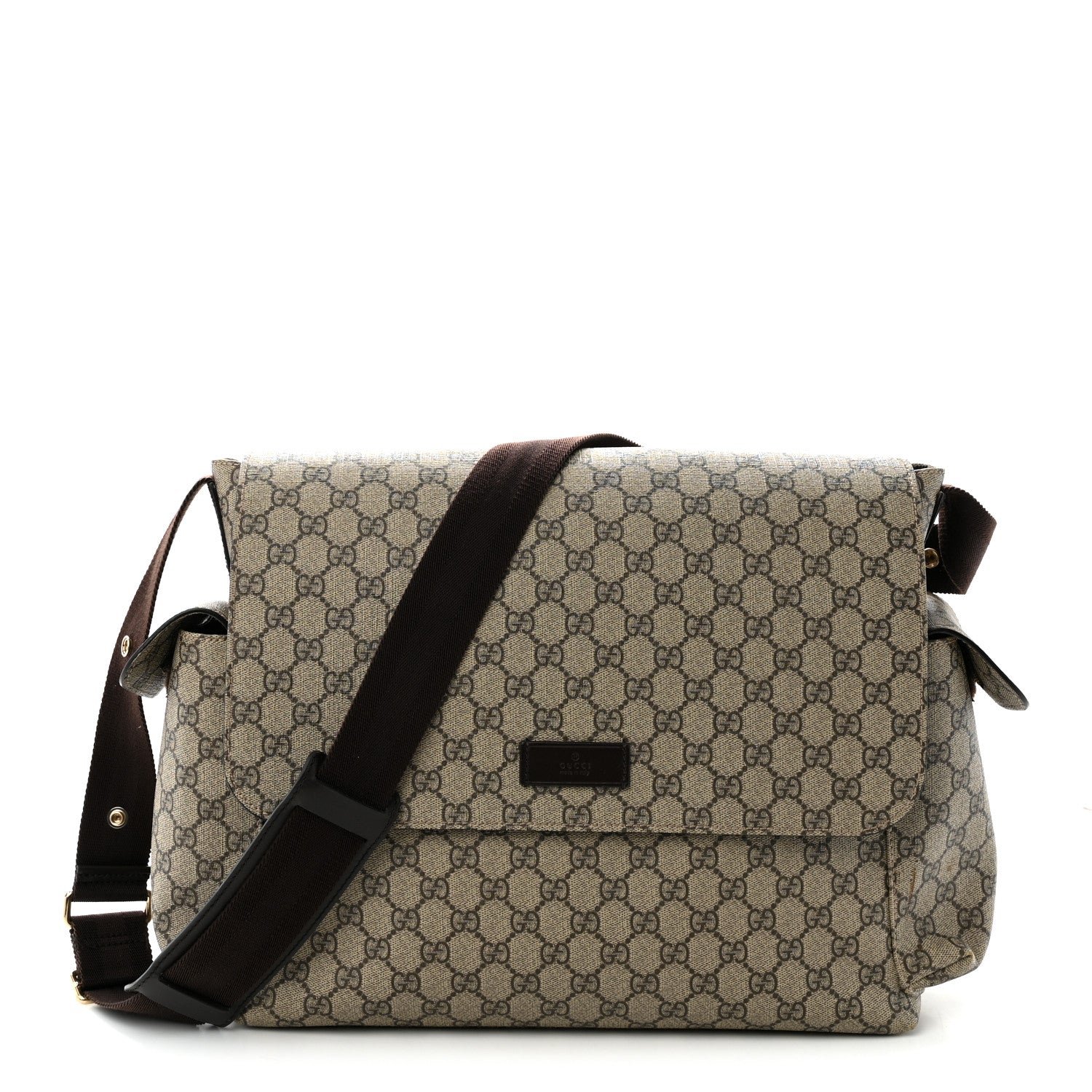 Gucci GG Plus Monogram Messenger Diaper Bag Dark Brown