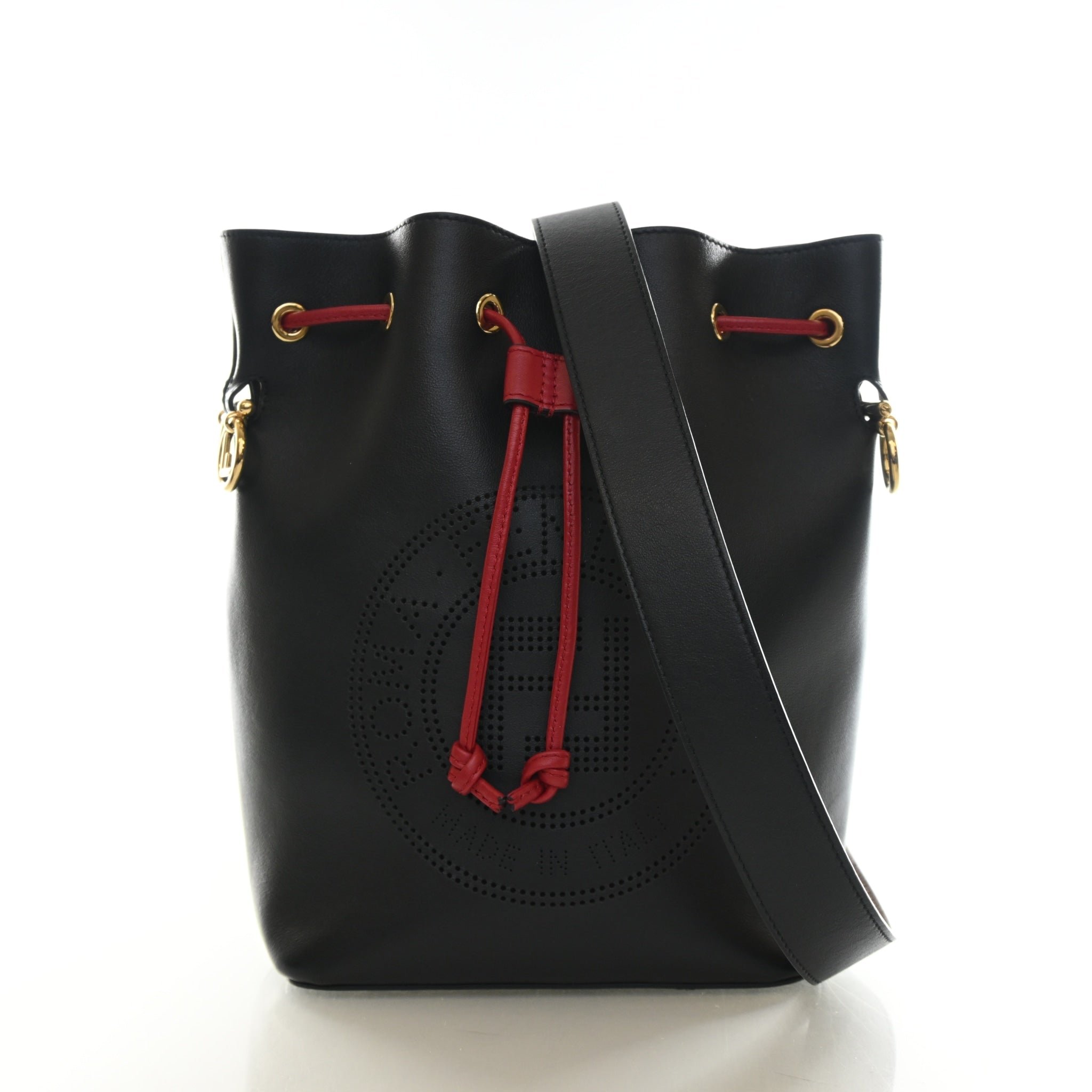 Fendi Calfskin Perforated Mon Tresor Bucket Bag