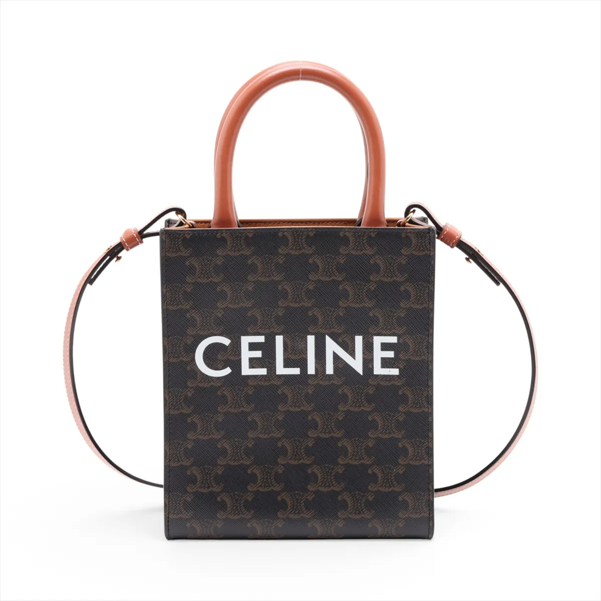 Celine Triomphe Mini Vertical Hippopotamus PVC & leather 2 Way Shoulder Bag Brow