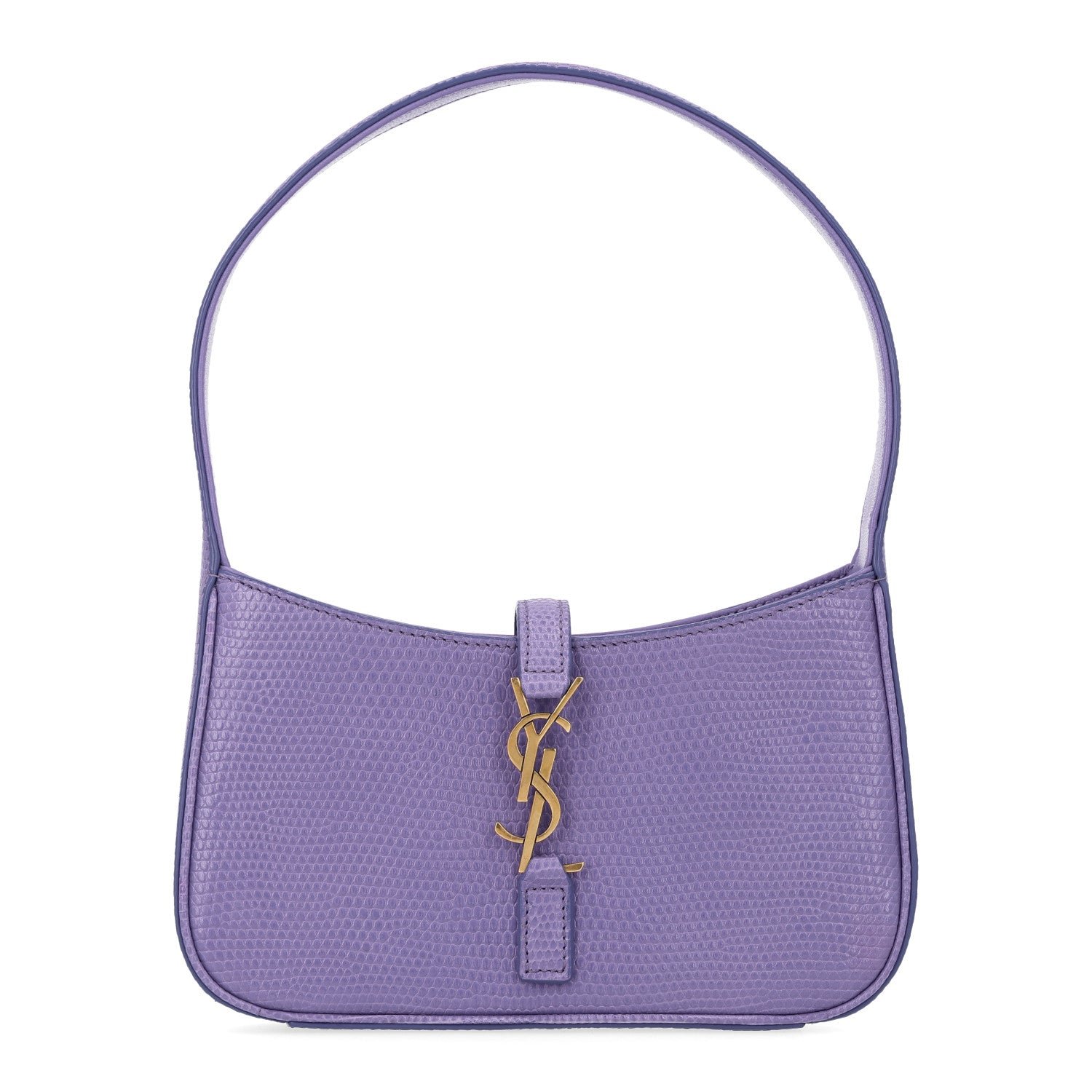 Saint Laurent Calfskin Lizard Embossed Le 5 A 7 Mini Hobo Lilac