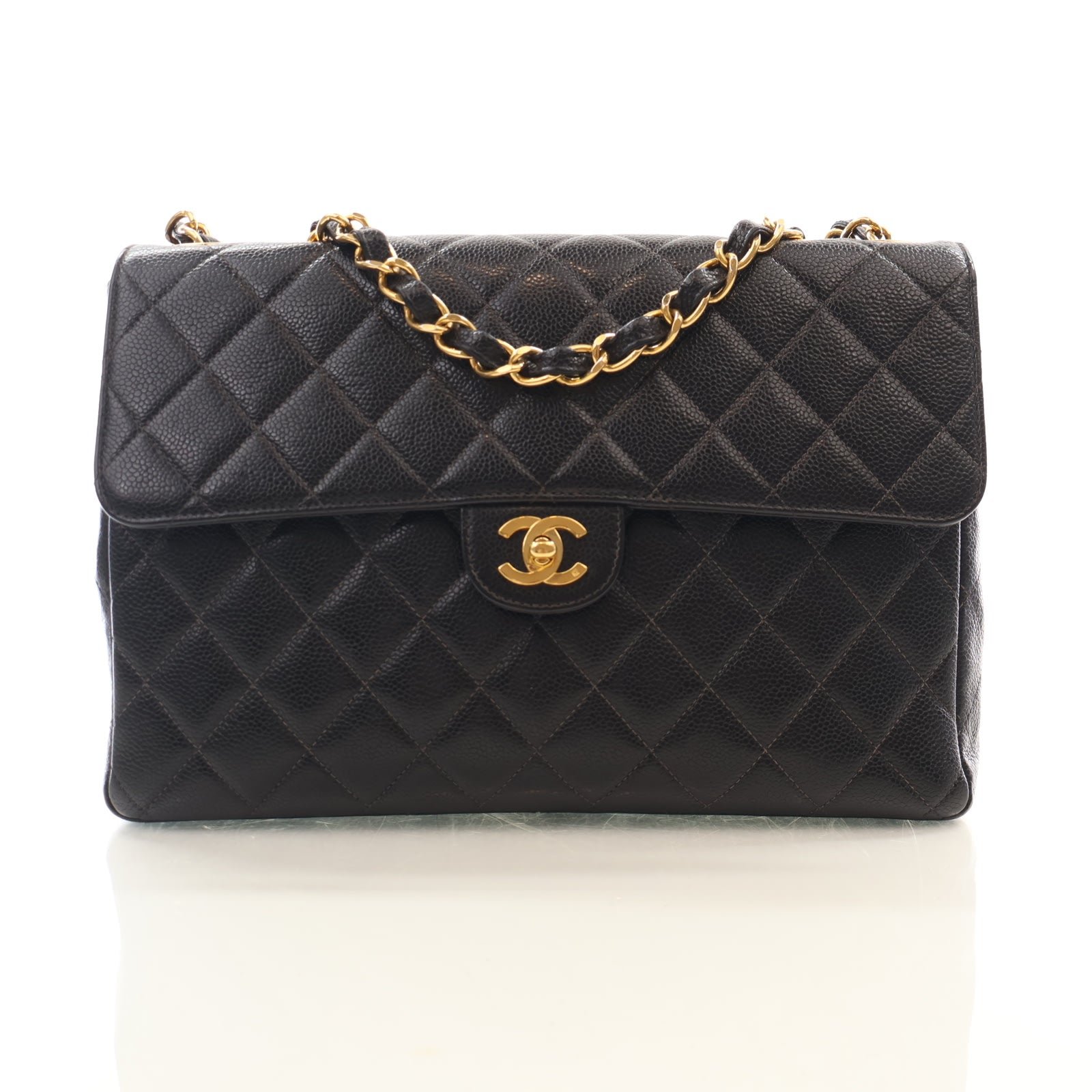 Chanel Vintage Jumbo Caviar Classic Single Flap Bag