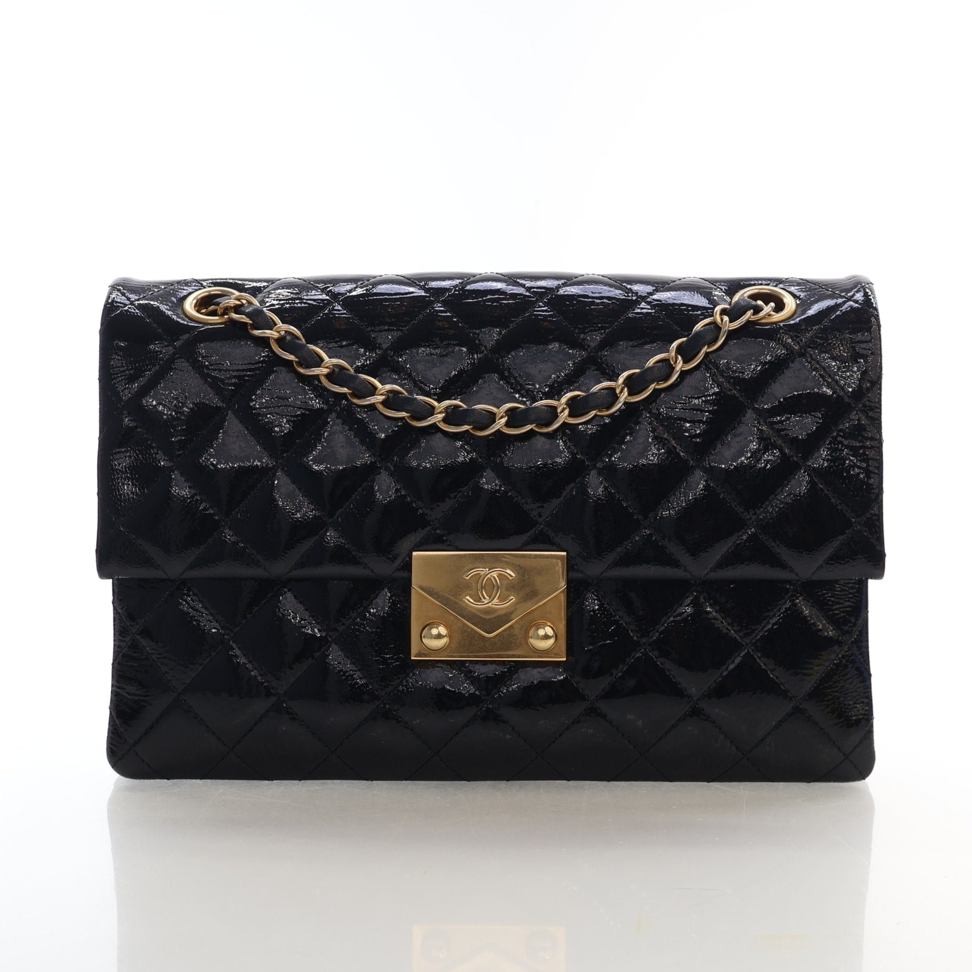 Chanel Medium Patent Accordion Single Flap Bag