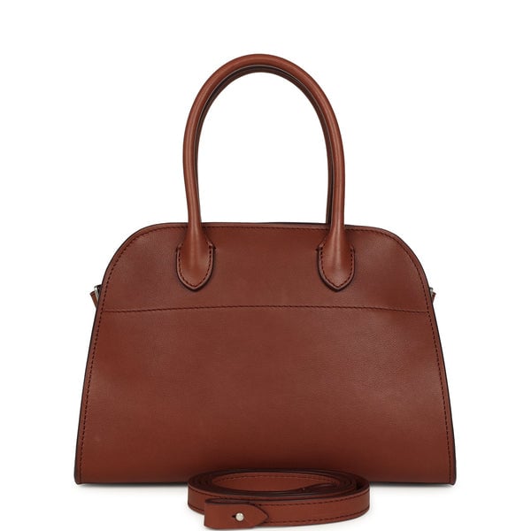 The Row The Row Soft Margaux 10 Bag New Burgundy Saddle Leather Silver Hardware