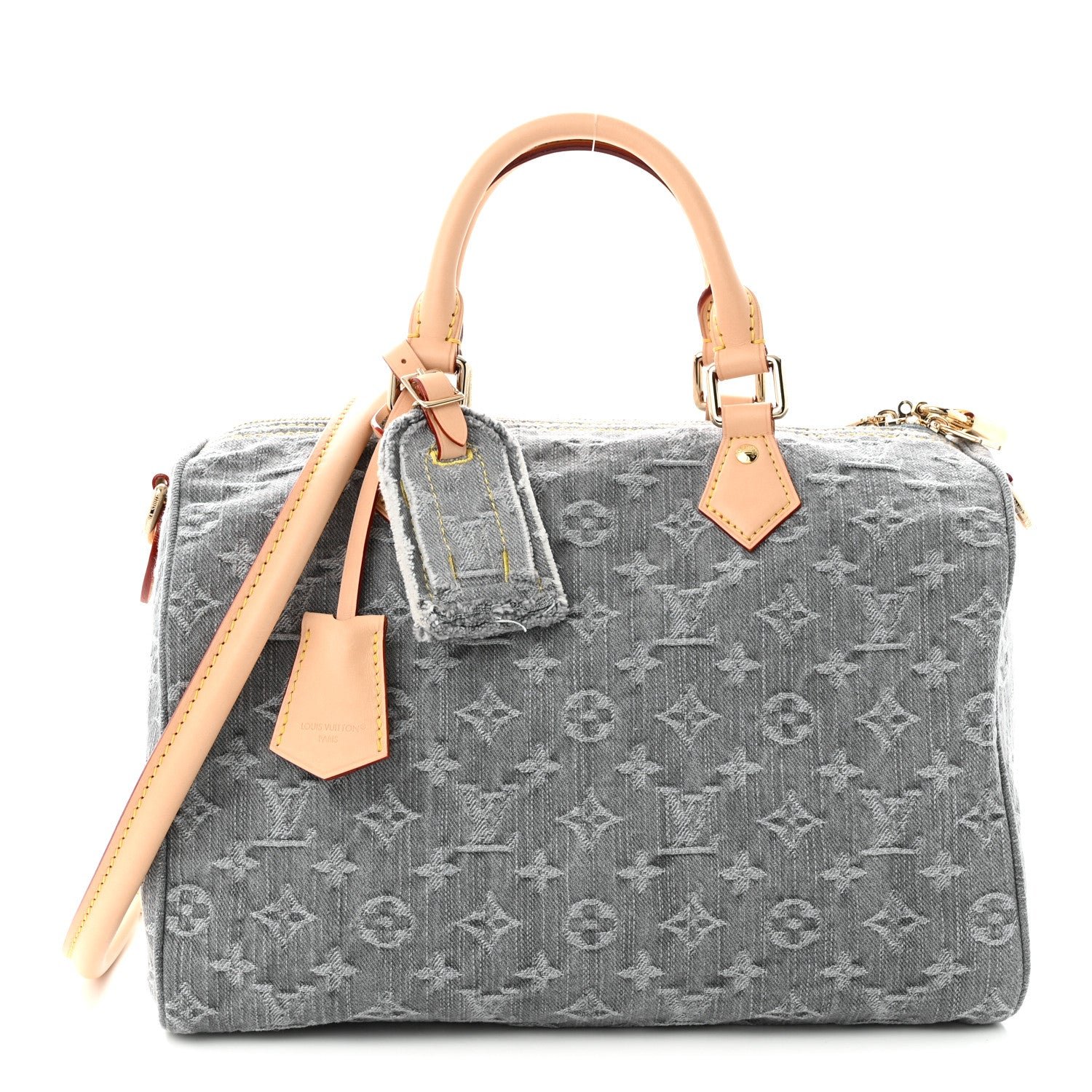 Louis Vuitton Monogram Denim Speedy Soft 30 Washed Gray