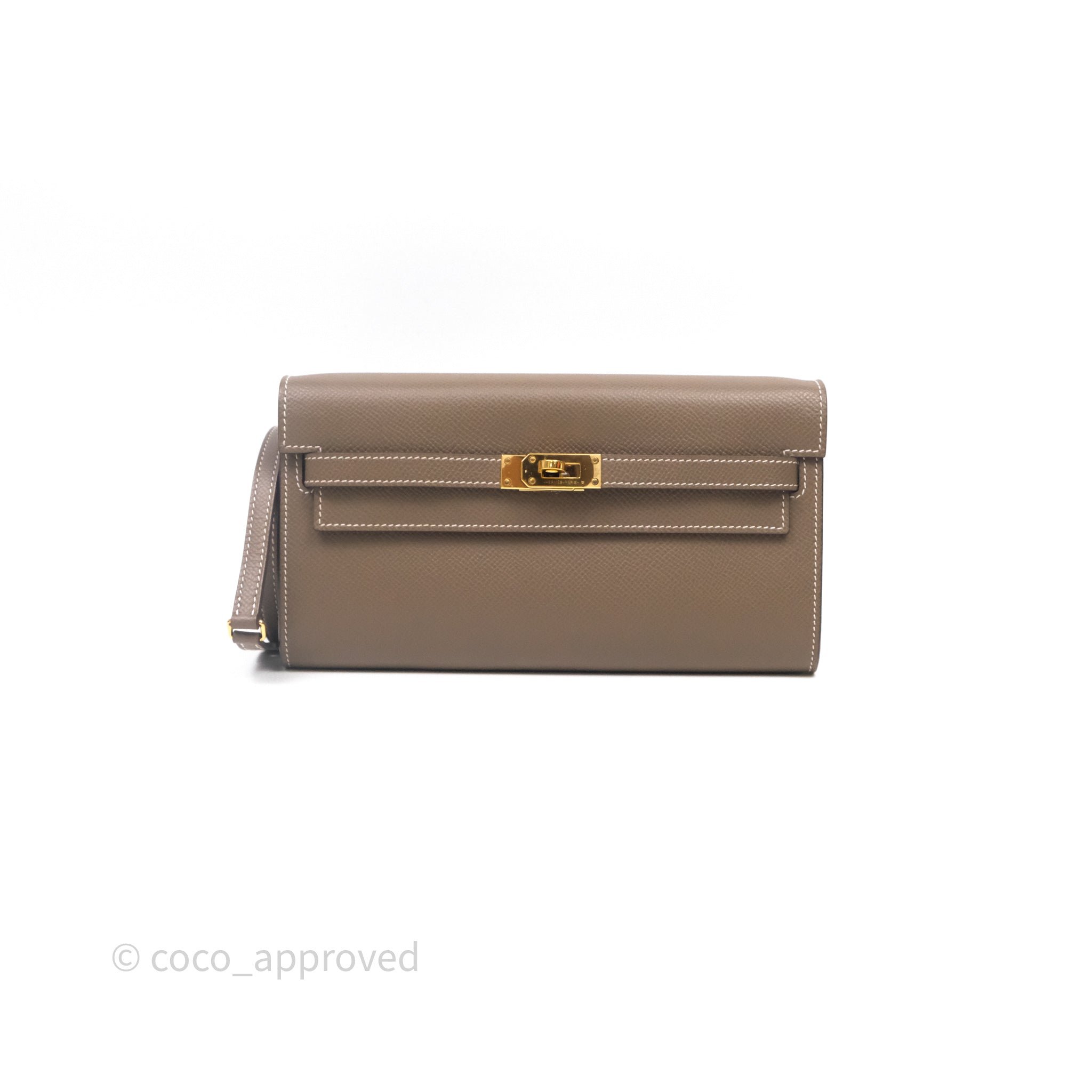 Hermès Kelly To Go Wallet Etoupe 18 Epsom Gold Hardware
