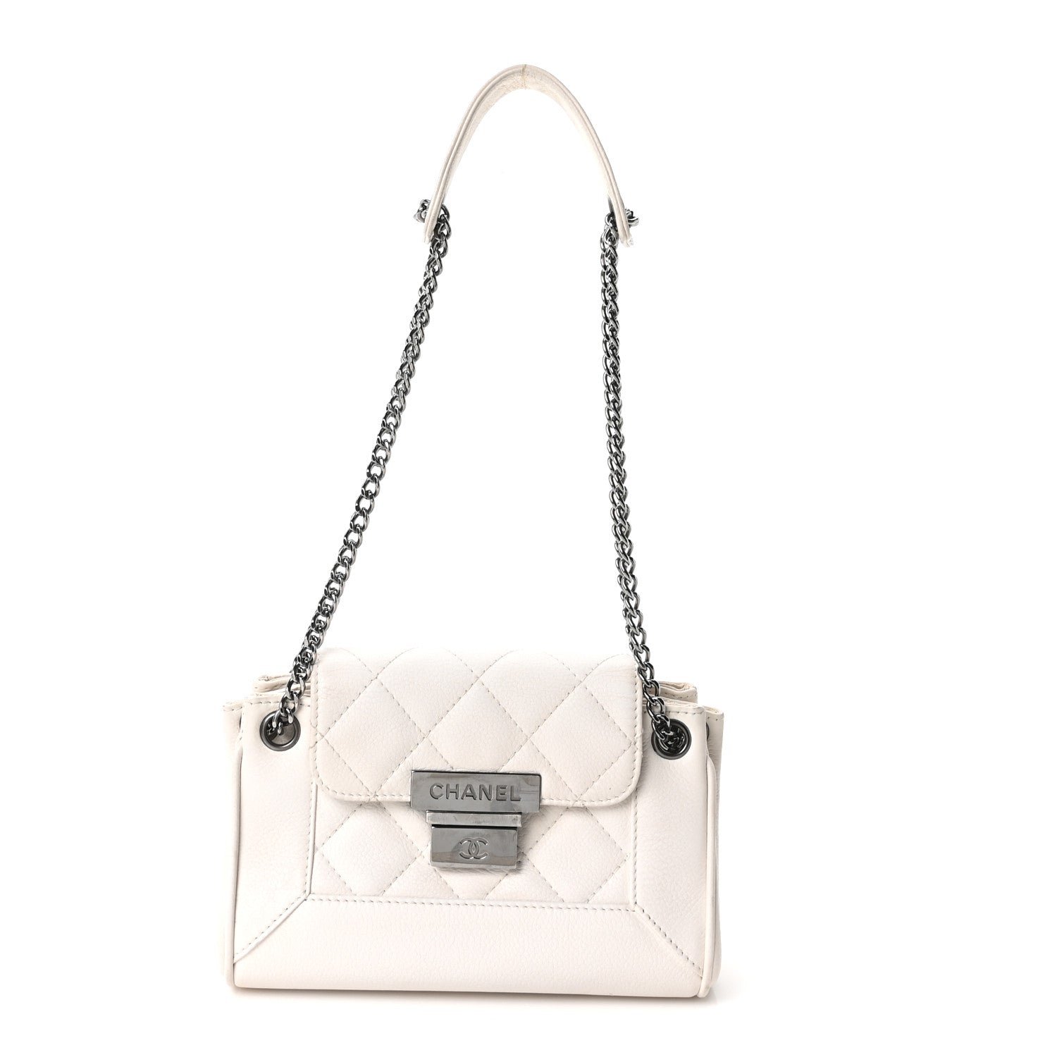 Chanel Caviar Quilted Mini Accordion Flap White