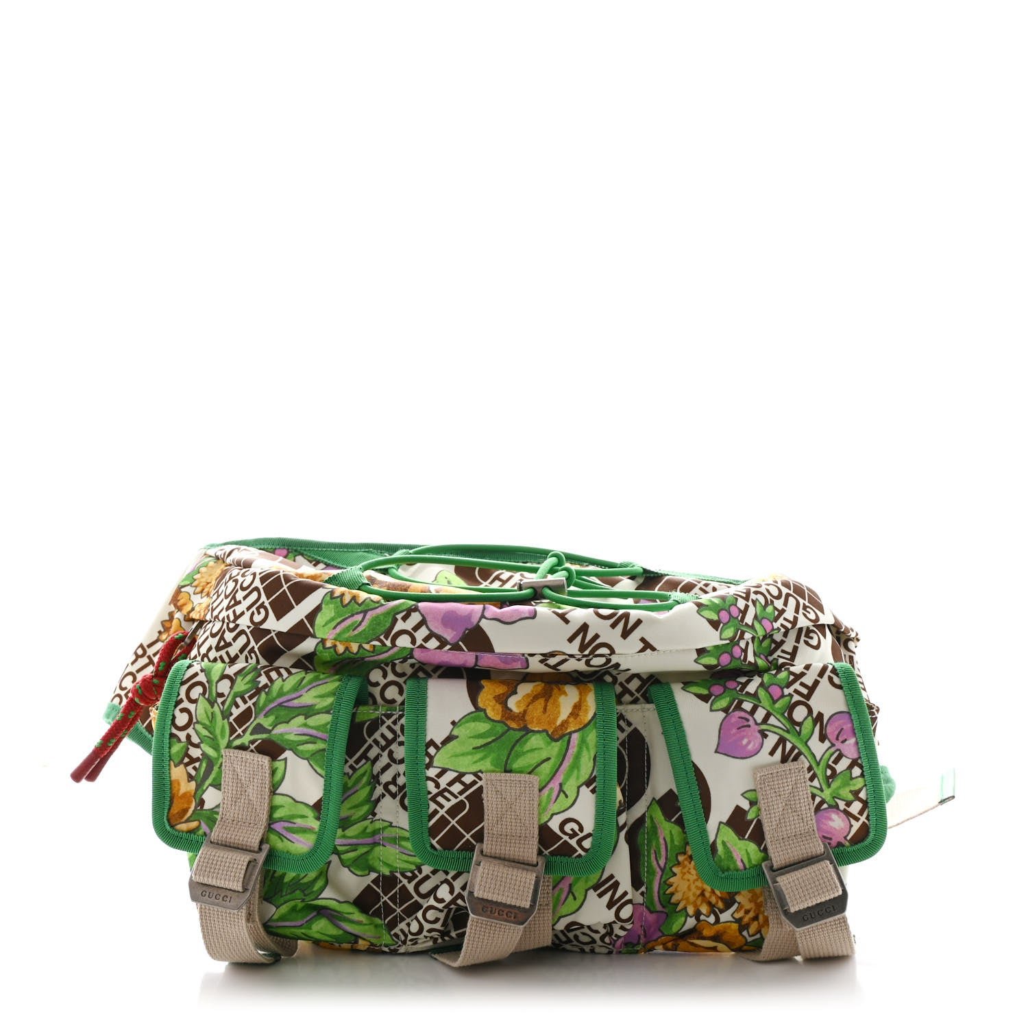 Gucci X THE NORTH FACE Econyl Nylon Floral Utility Beltpack Green