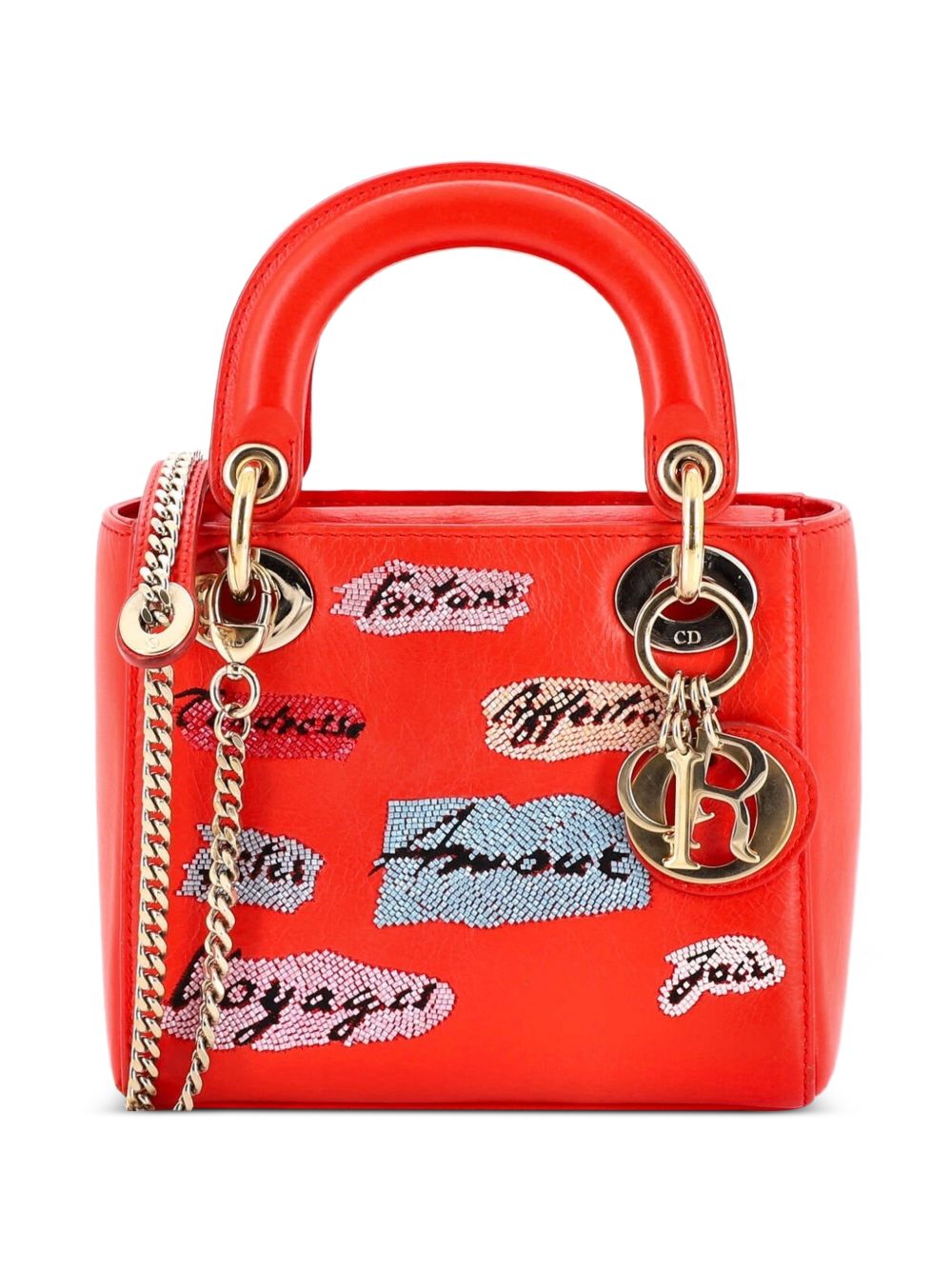 Lady Dior Chain Bag Beaded Leather Mini shoulder bag