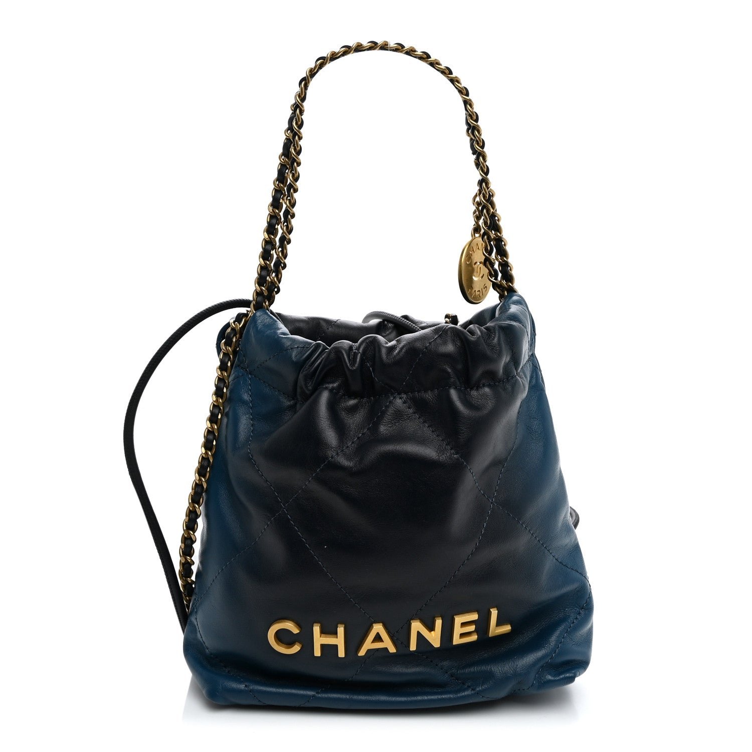 Chanel Shaded Calfskin Quilted Mini Chanel 22 Blue Dark Blue