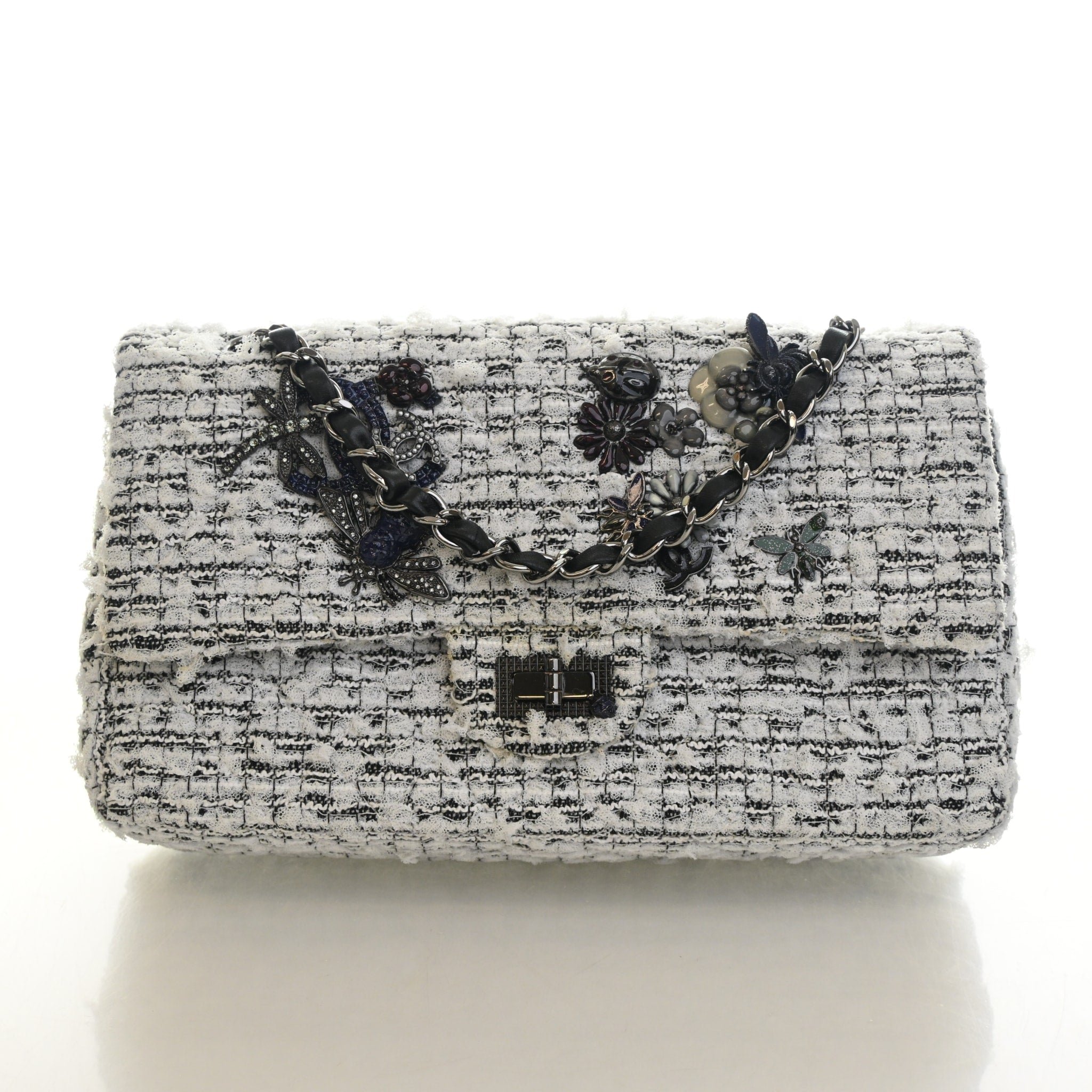 Chanel 224 Tweed Reissue 2.55 Garden Party Flap Bag