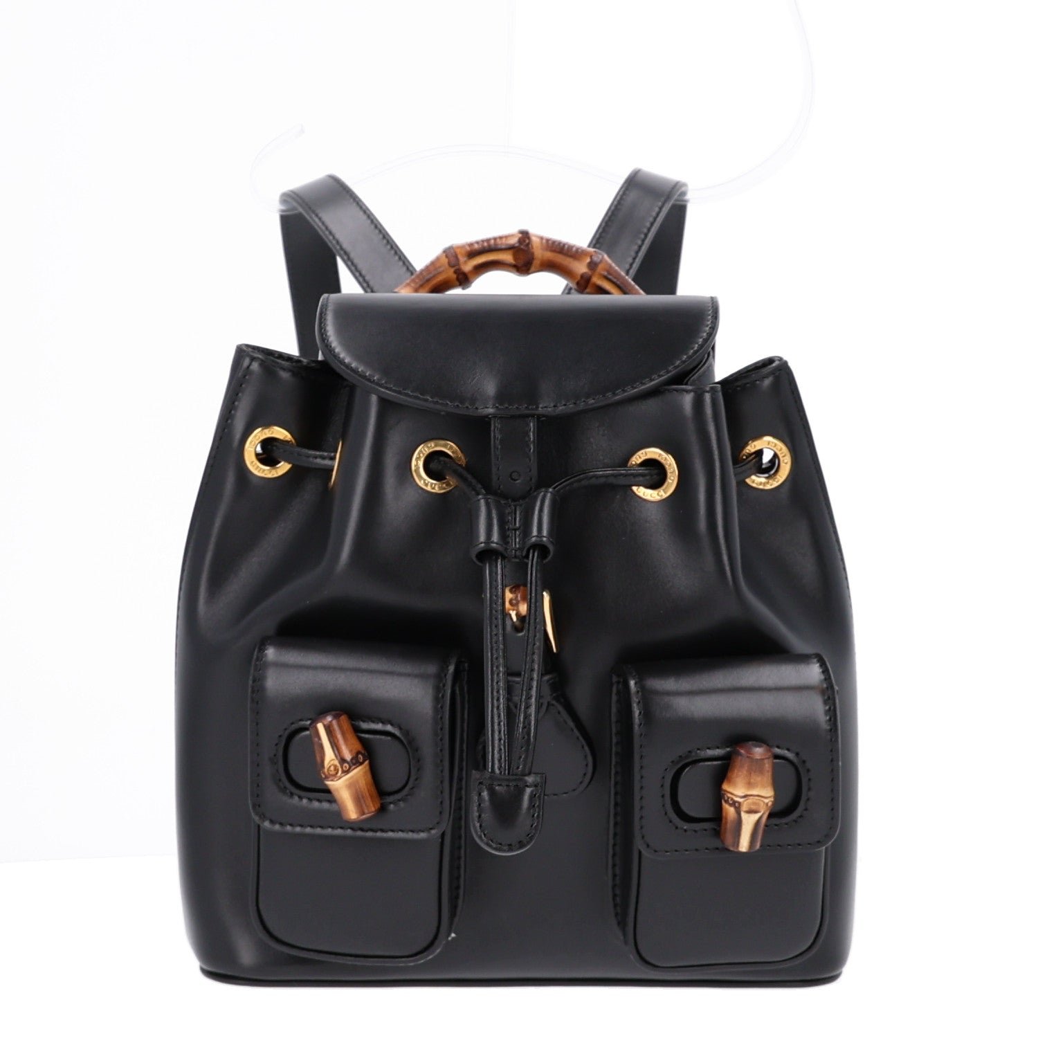 Gucci Calfskin Bamboo Backpack Black