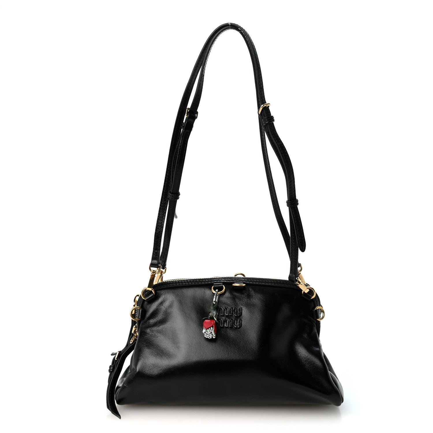 Miu Miu Softy Shine Calfskin Caprice Clutch Black