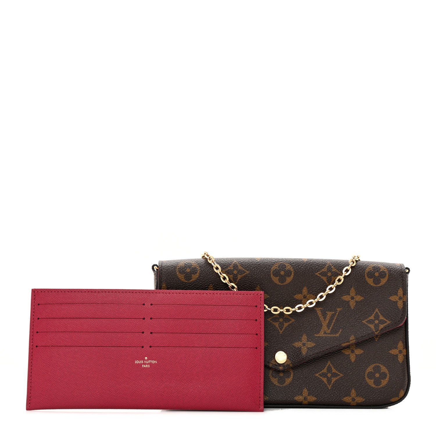 Louis Vuitton Monogram Pochette Felicie Chain Wallet Fuchsia