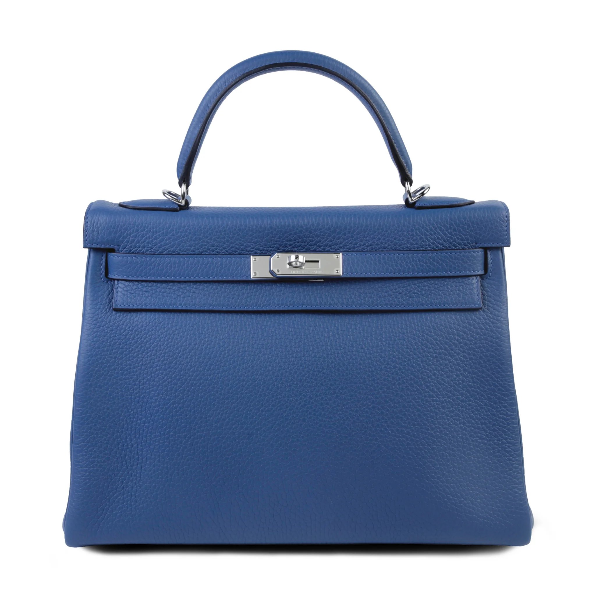 Brand New ( Rank N ) HERMÈS Kelly 32 Bleu Tie (P5) Clemence Palladium hardware K (2025)