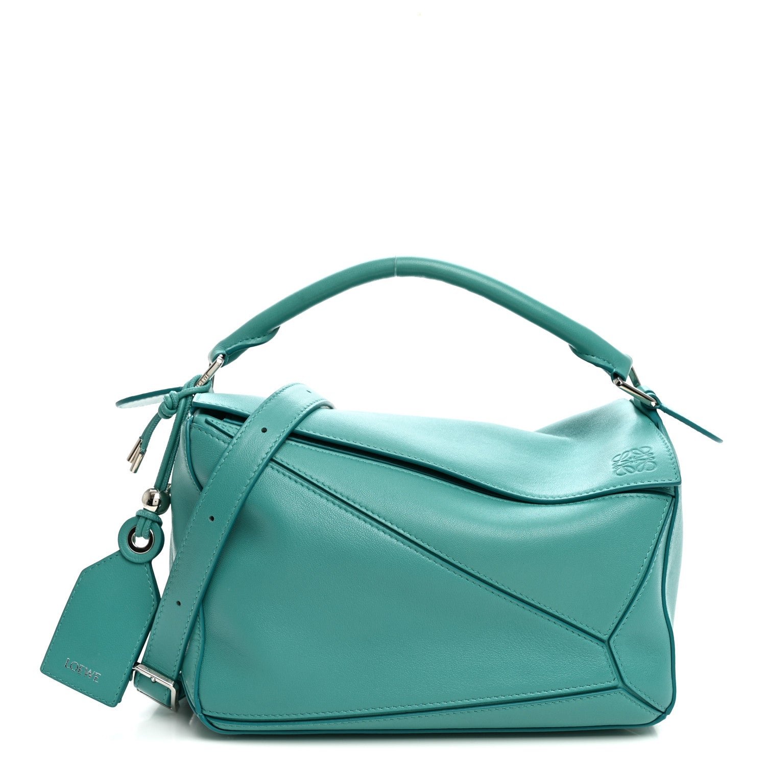 Loewe Nappa Lambskin Small Featherlight Puzzle Bag Aquamarine