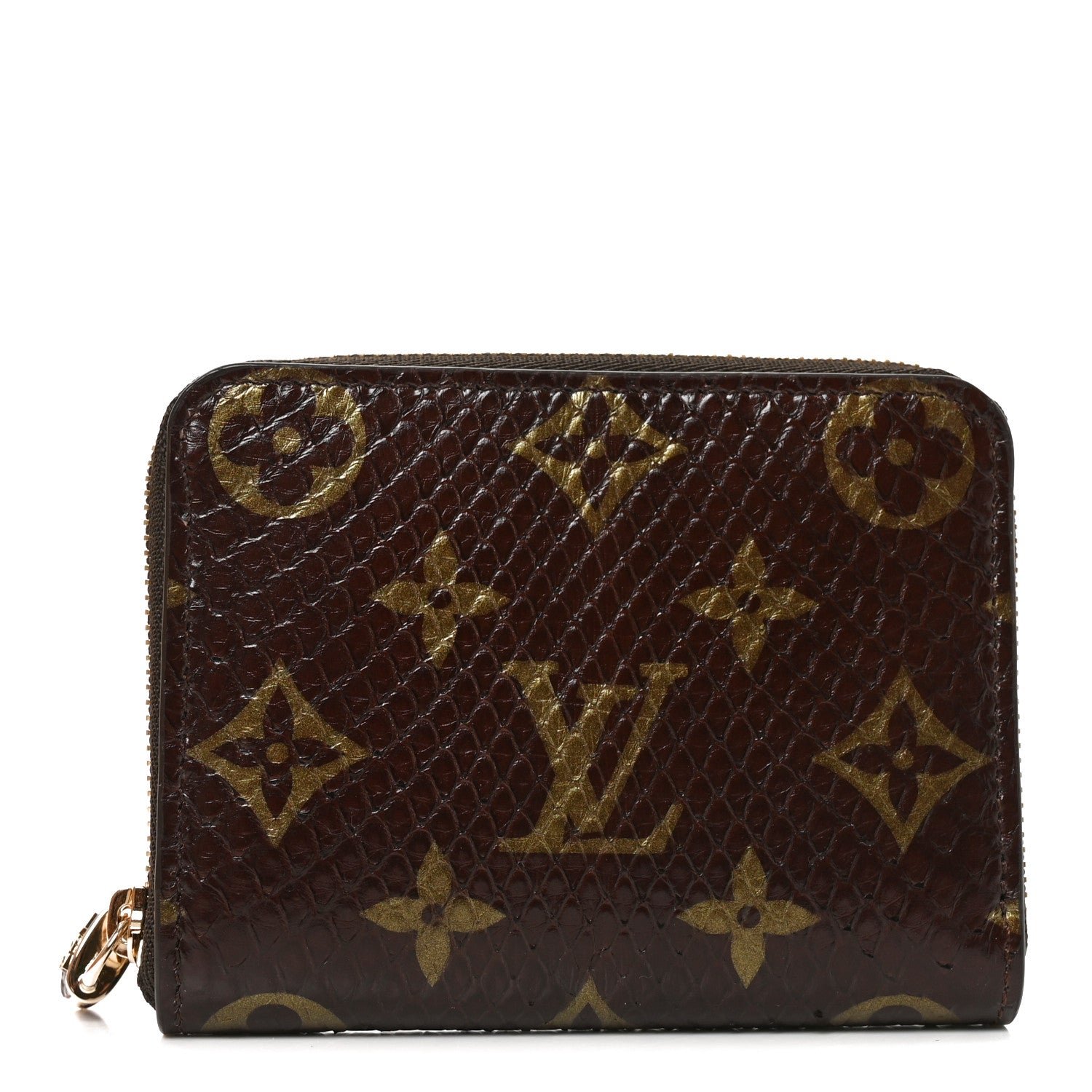Louis Vuitton Snakeskin Monogram Zippy Padlock Coin Purse Brown