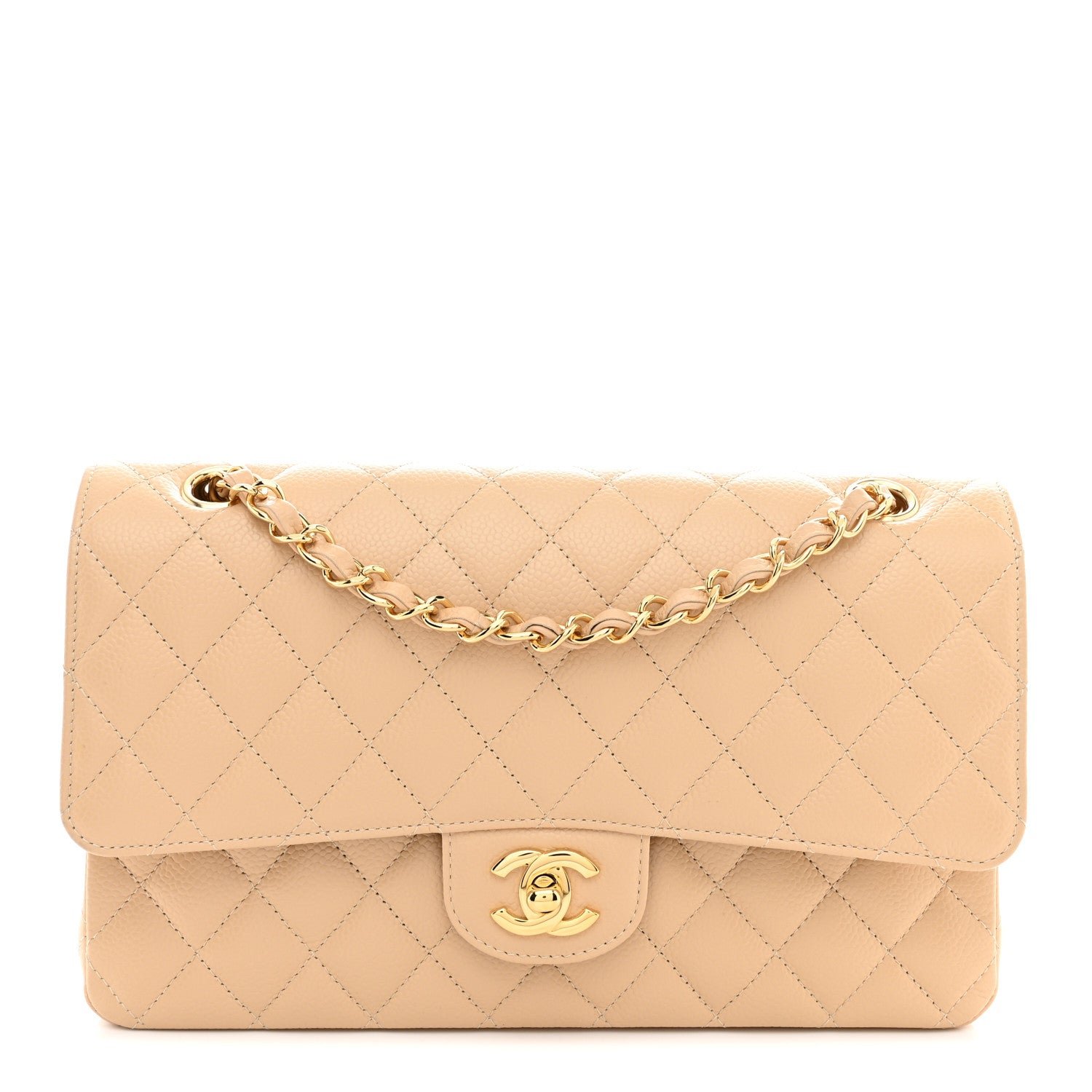 Chanel Caviar Quilted Medium Double Flap Beige