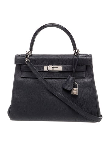 Hermes Togo & Shiny Alligator Kelly II Touch Retourne 28