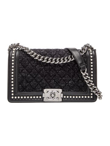 Medium Tweed Pearl Boy Bag