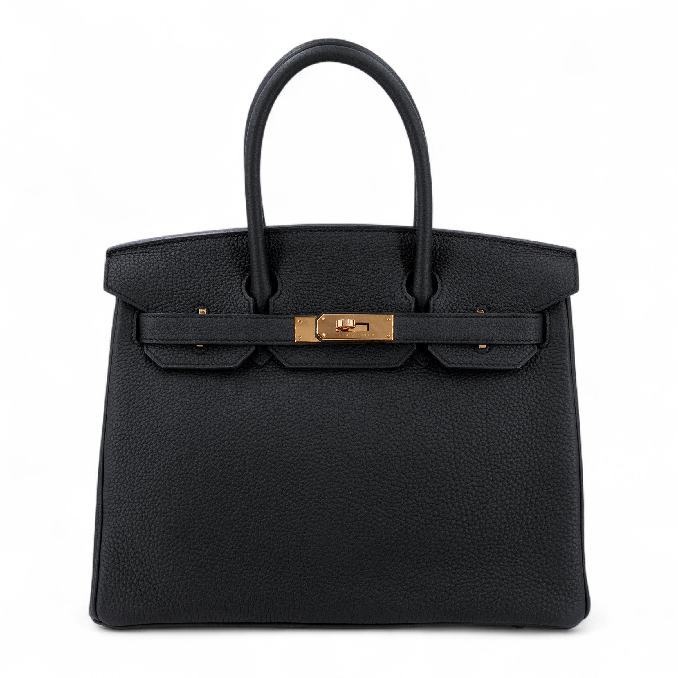 Hermes Excellent ( Rank SA )  HERMÈS  Birkin 30 Noir (89) Togo Rose Gold hardware D (2019)