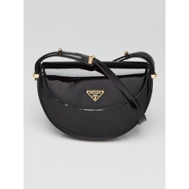 Prada Black Patent Leather Arque Crossbody Bag
