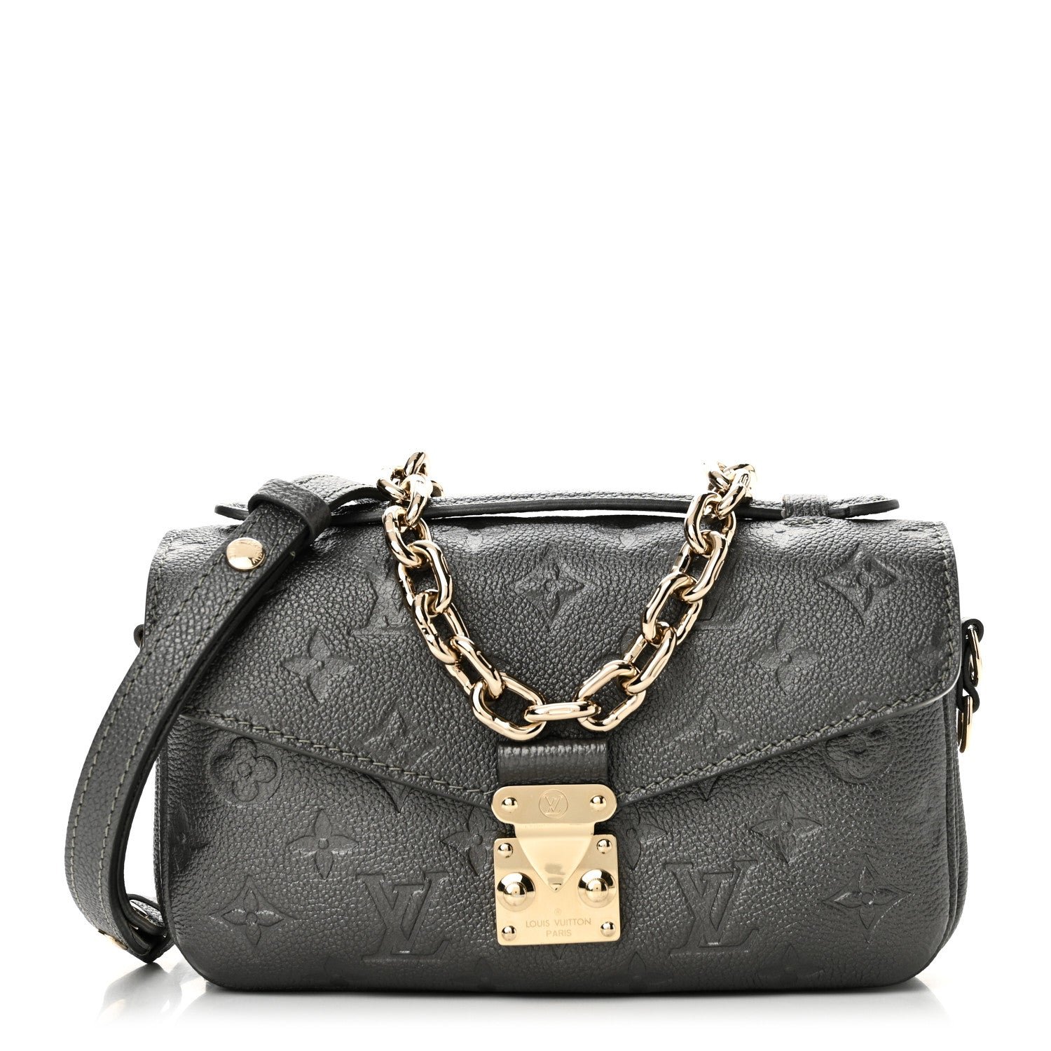 Louis Vuitton Shimmery Empreinte LV Ski Pochette Metis East West Gun Metal