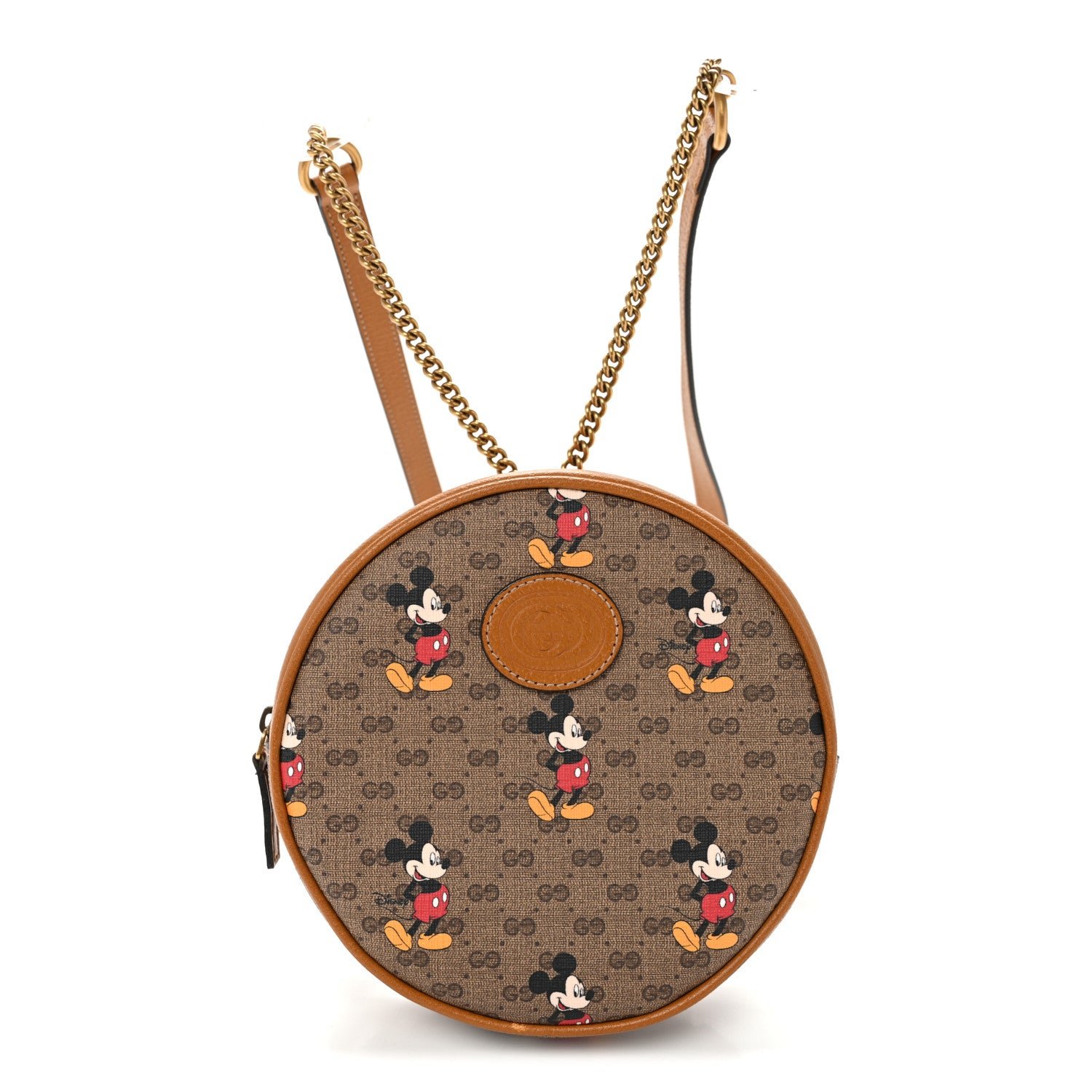 Gucci X DISNEY Mini Vintage GG Supreme Monogram Mickey Mouse Round Backpack  Beige Vintage Sun Oil