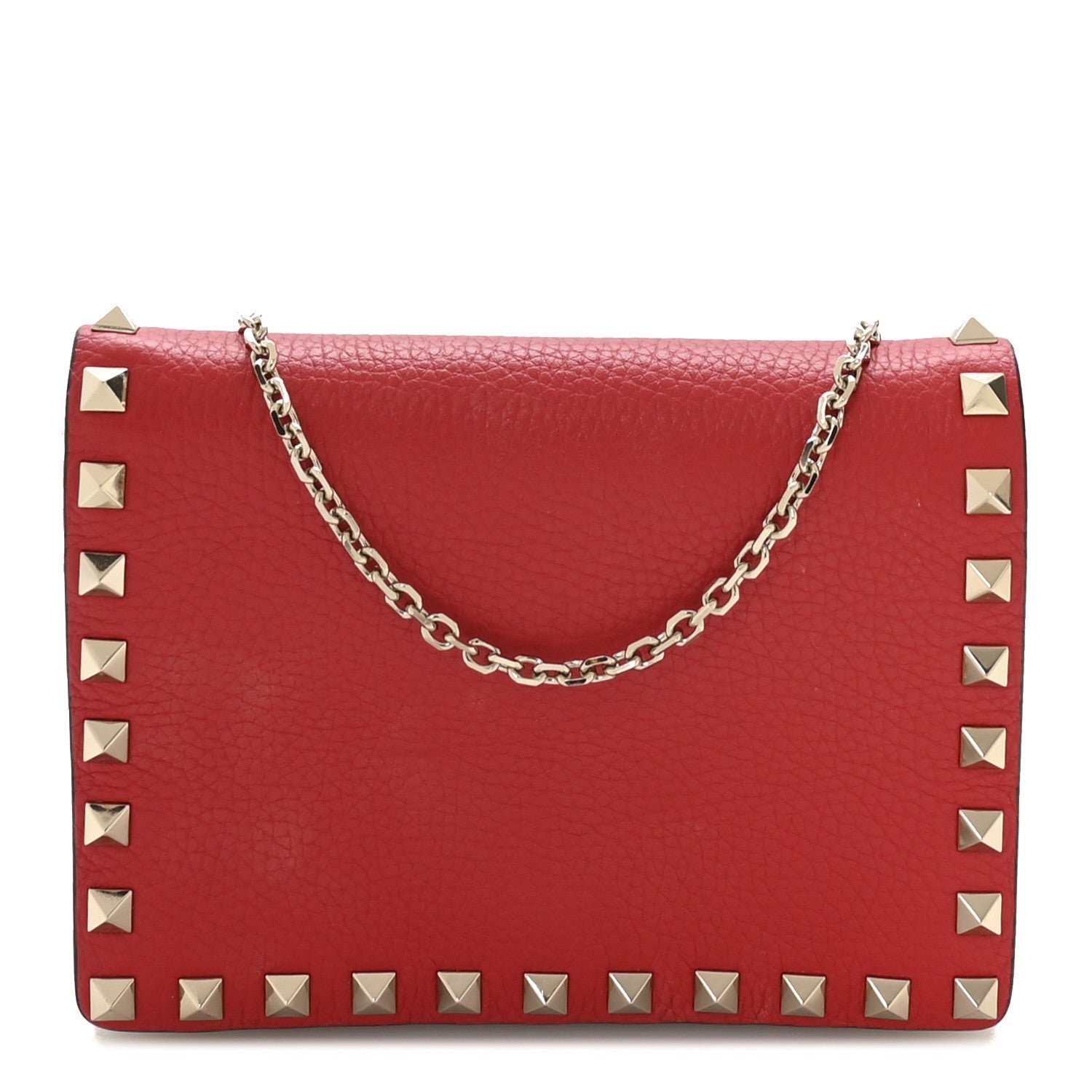Valentino Garavani Vitello Rockstud Wallet On Chain Rouge Pur