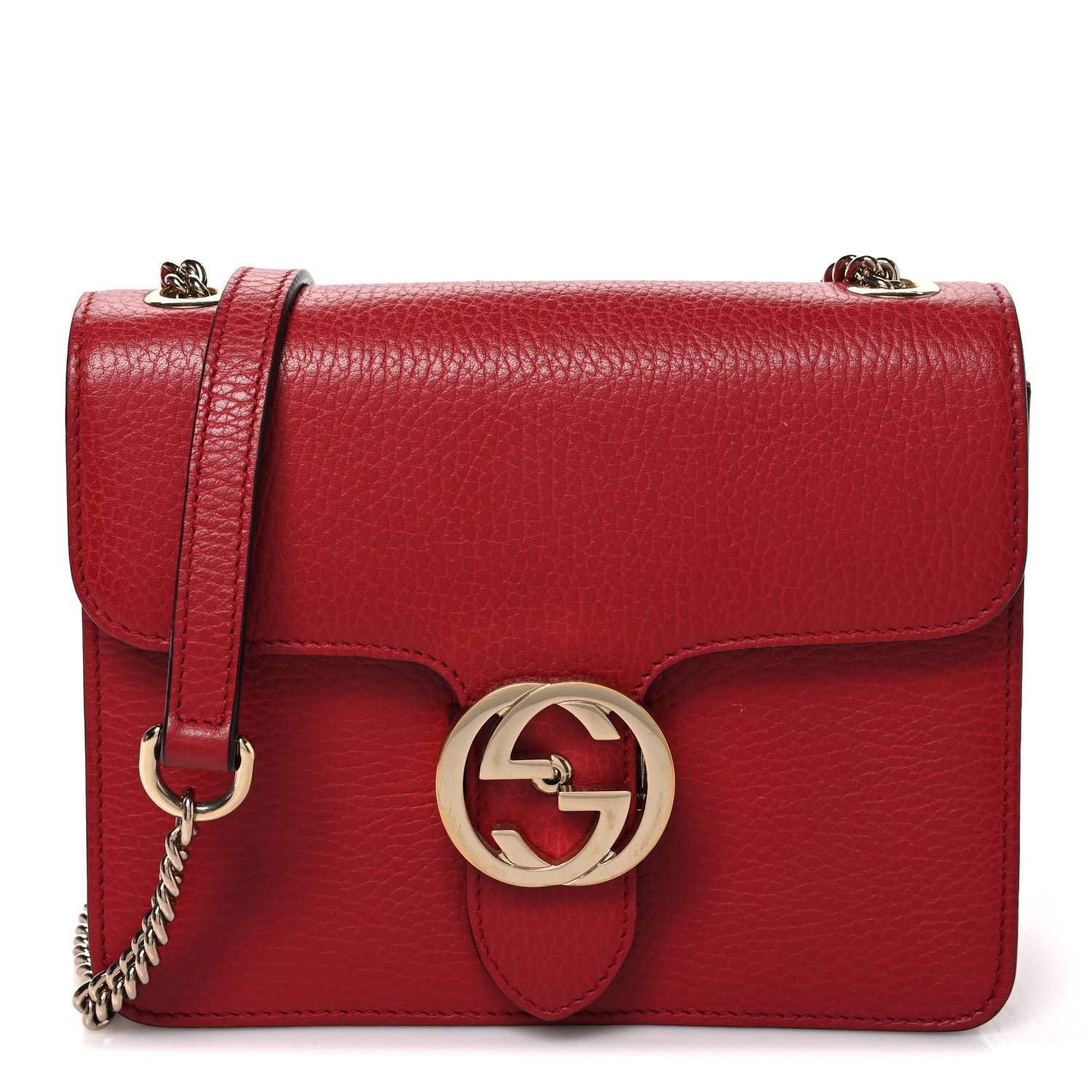 Gucci Dollar Calfskin Small Interlocking G Shoulder Bag Red