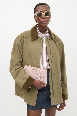 Matelassé Leather Clutch Bag