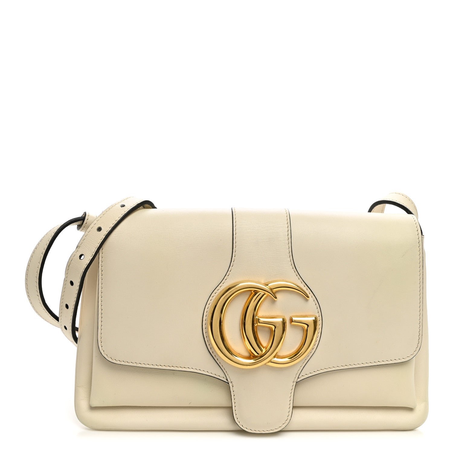 Gucci Calfskin Small Arli Flap Shoulder Bag Mystic White