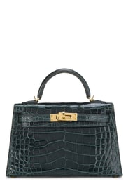 Hermes Vert Cypres Alligator Kelly Sellier 20 Mini NM