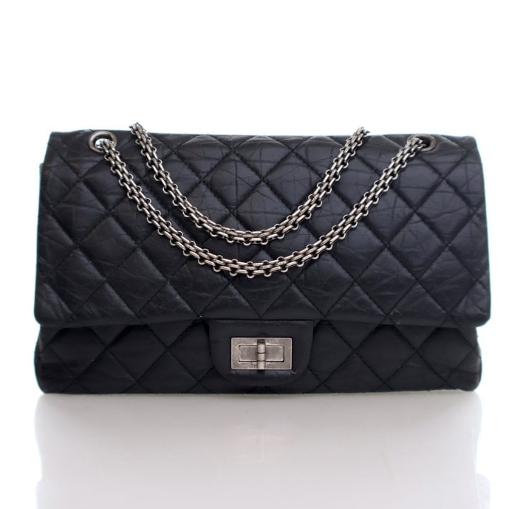 Chanel Black Aged Calfskin Reissue 2.55 Flap Bag 227
