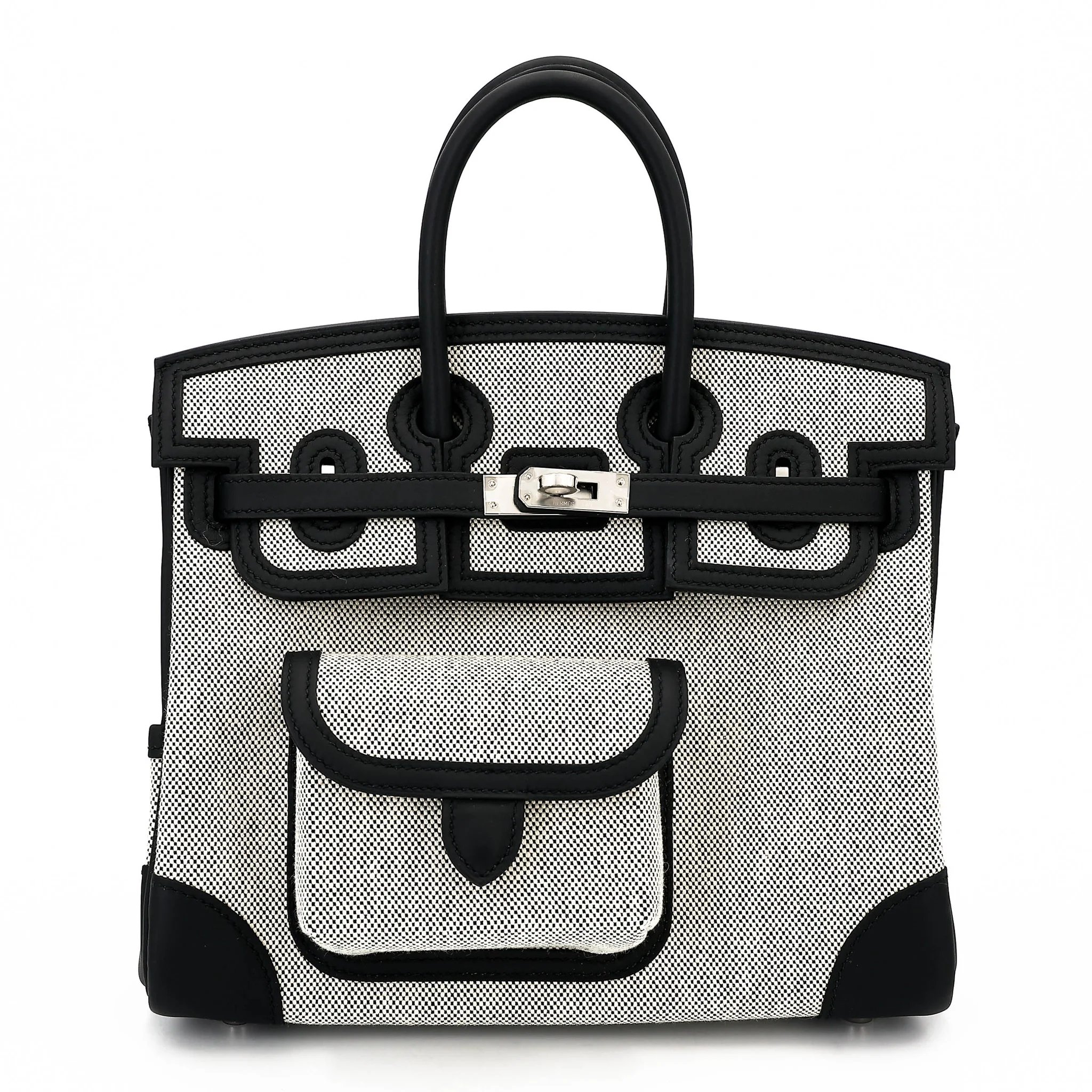 Brand New ( Rank N ) HERMÈS Limited Edition Birkin Cargo 25 Noir (89) Swift Toile H canvas Palladium hardware G (2026)