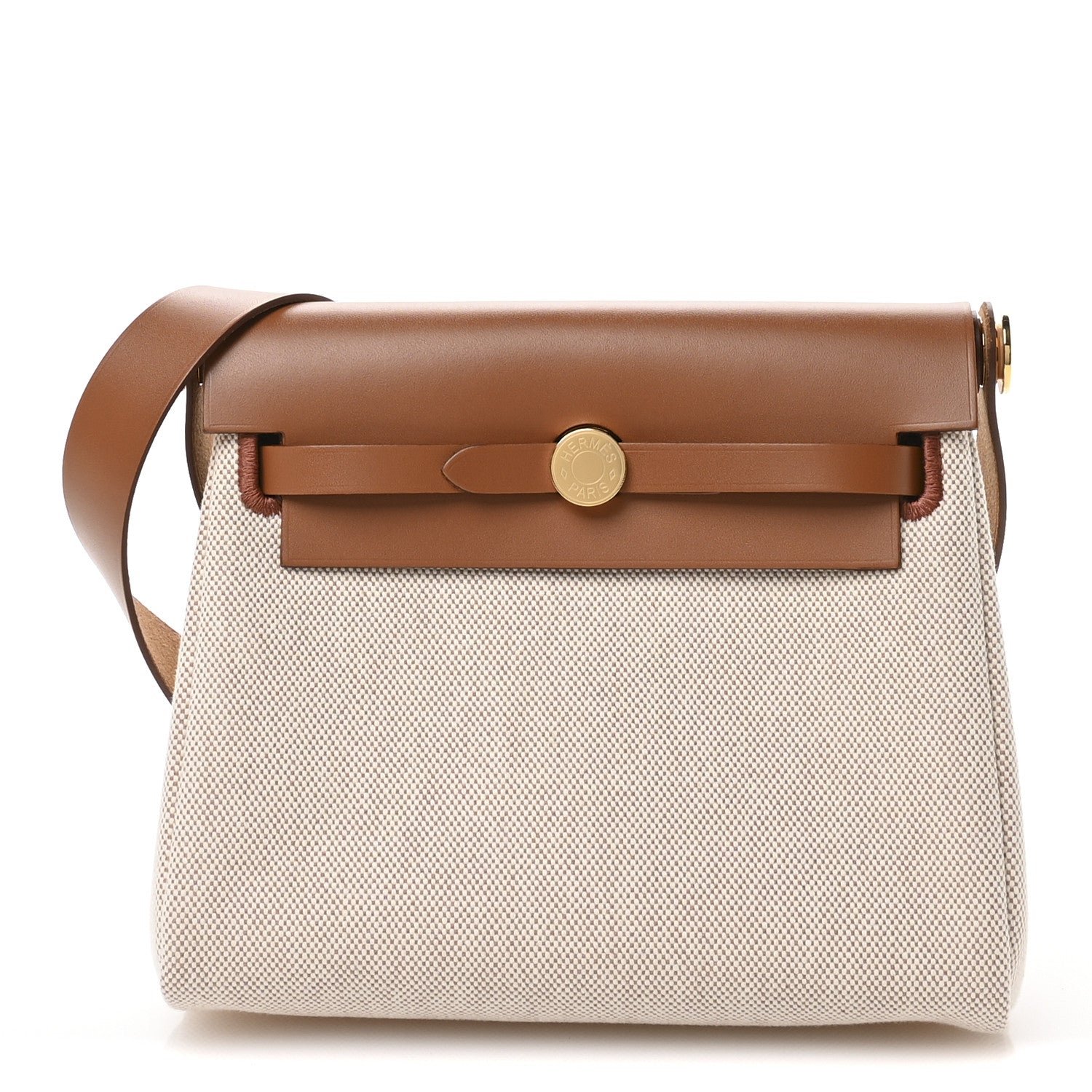 Hermes Military Toile Vache Hunter Herbag Zip Retourne 20 Ecru Beige Fauve