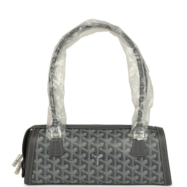 Goyard Goyard Goyardine Canvas Bonbonnière Bag Grey Chevroches Calfskin Palladium Hardware