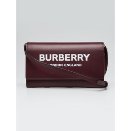 Burberry Burberry Mahogany Red Leather Hazelmere Wallet on Strap Bag