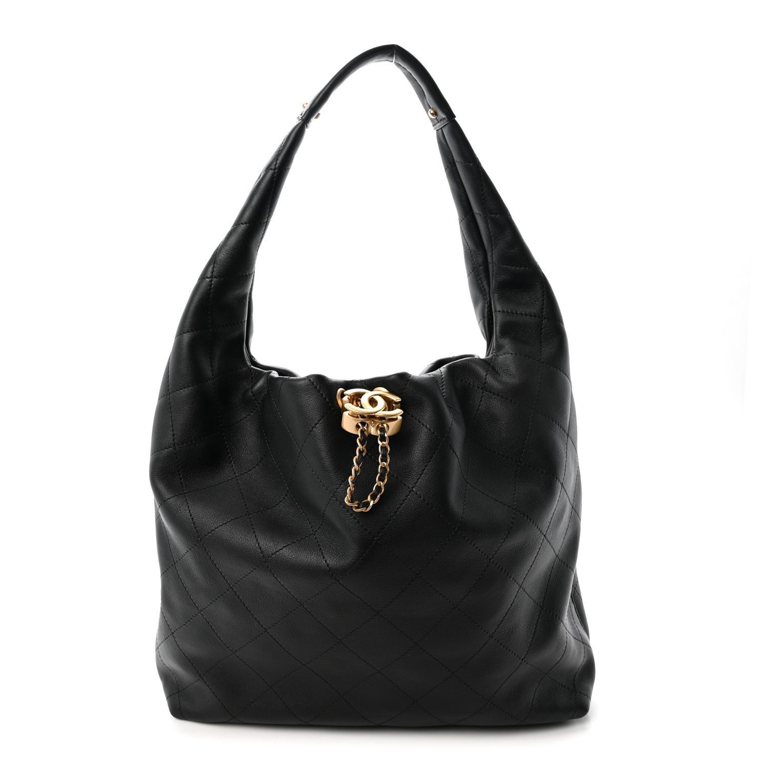 Chanel Calfskin Quilted Maxi Hobo Black