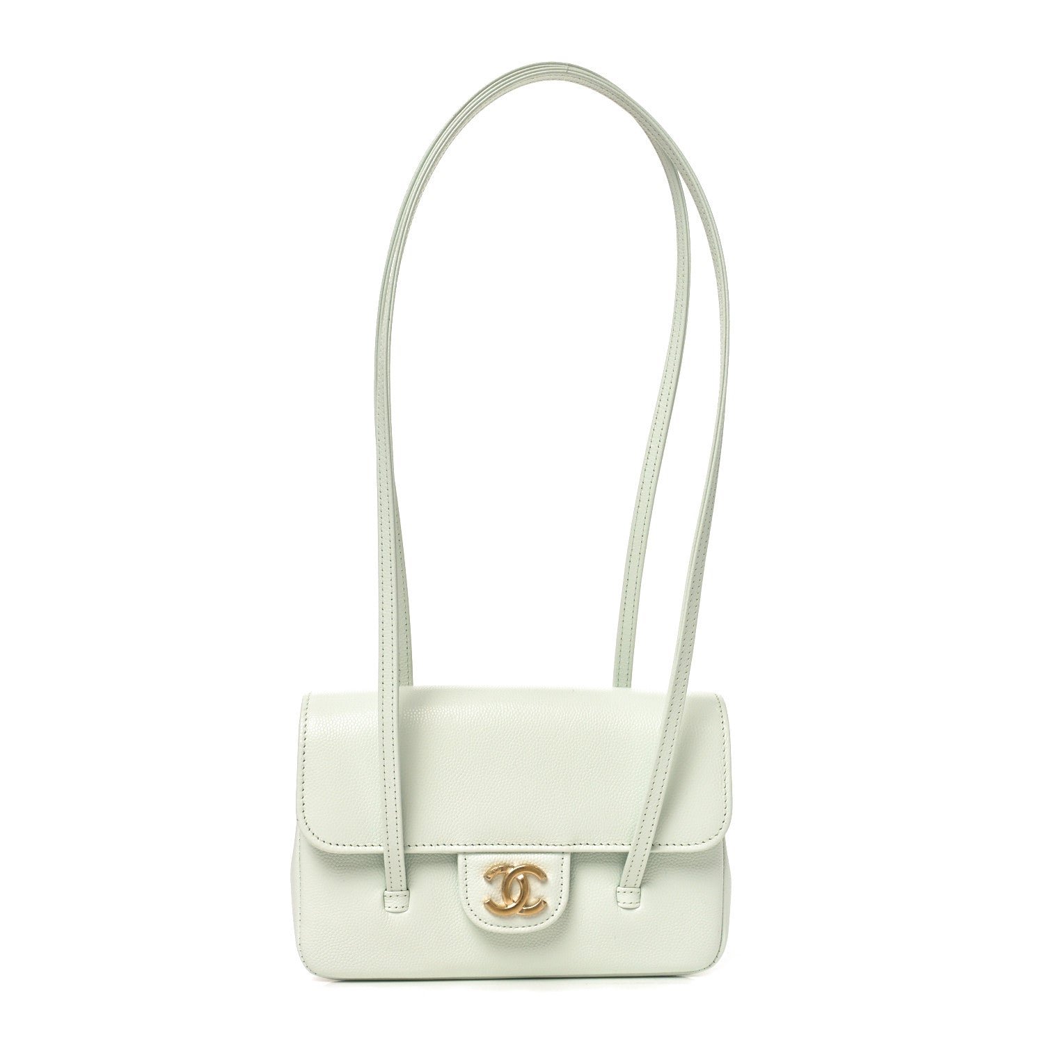 Chanel Shiny Caviar Mini Preppy Coco Shoulder Bag Light Blue