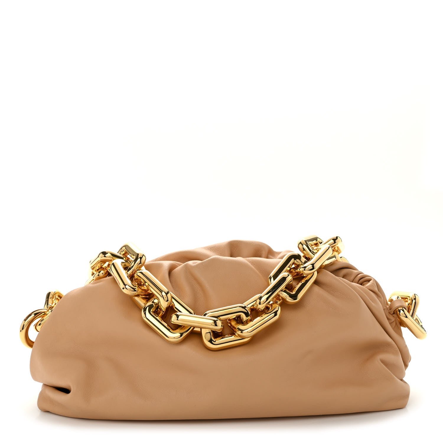 Bottega Veneta Calfskin Chain Pouch Almond
