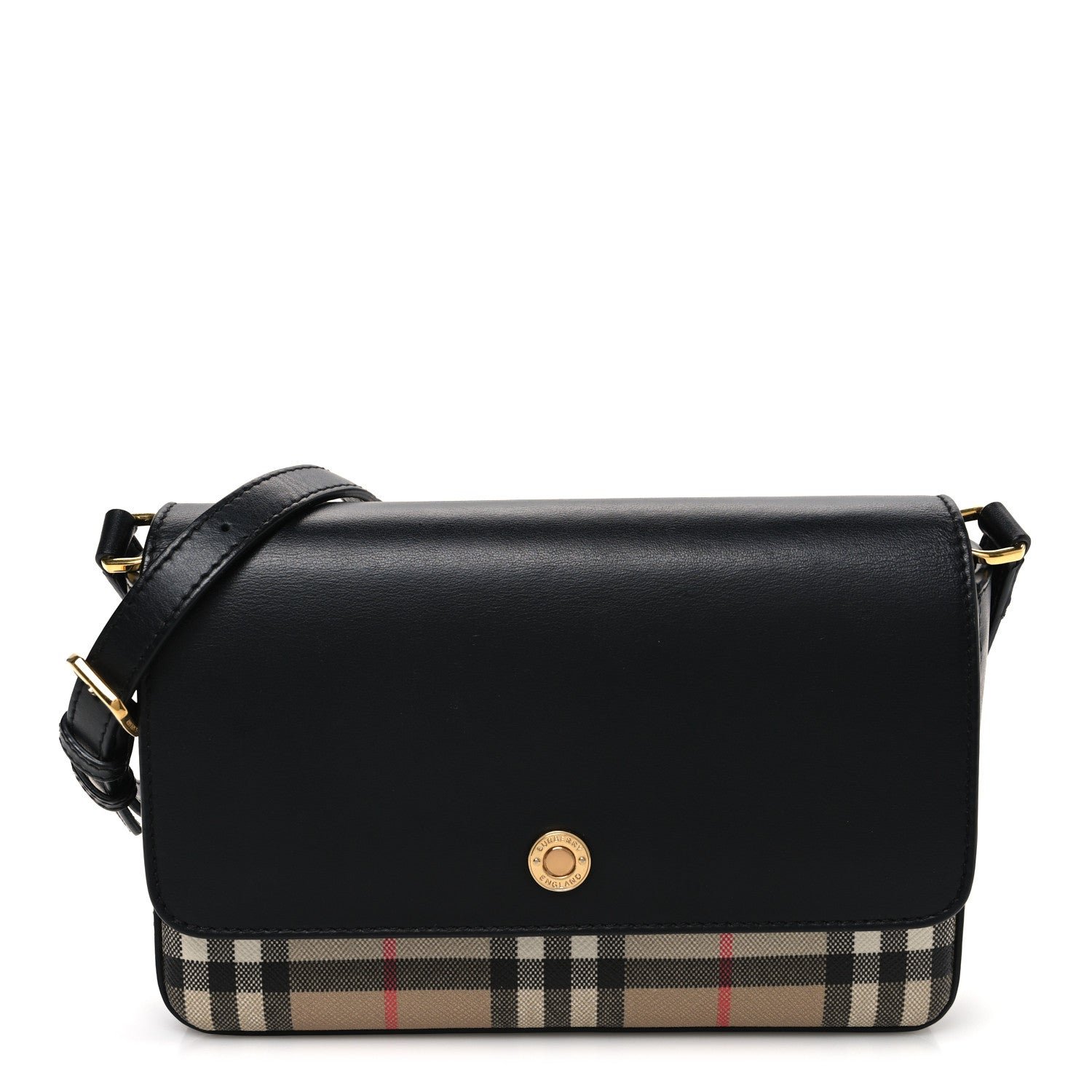 Burberry Calfskin Mini Vintage Check Note Bag Black