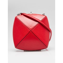 Hermes Hermes Rouge De Cœur Chevre Chamkila Leather Palladium Plated Clou Medor Minaudiere Bag