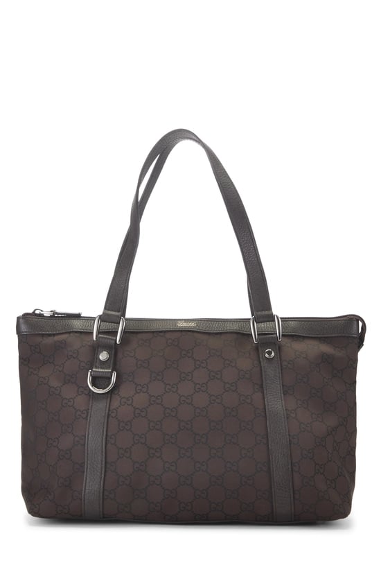 Brown GG Nylon Abbey Zip Tote
