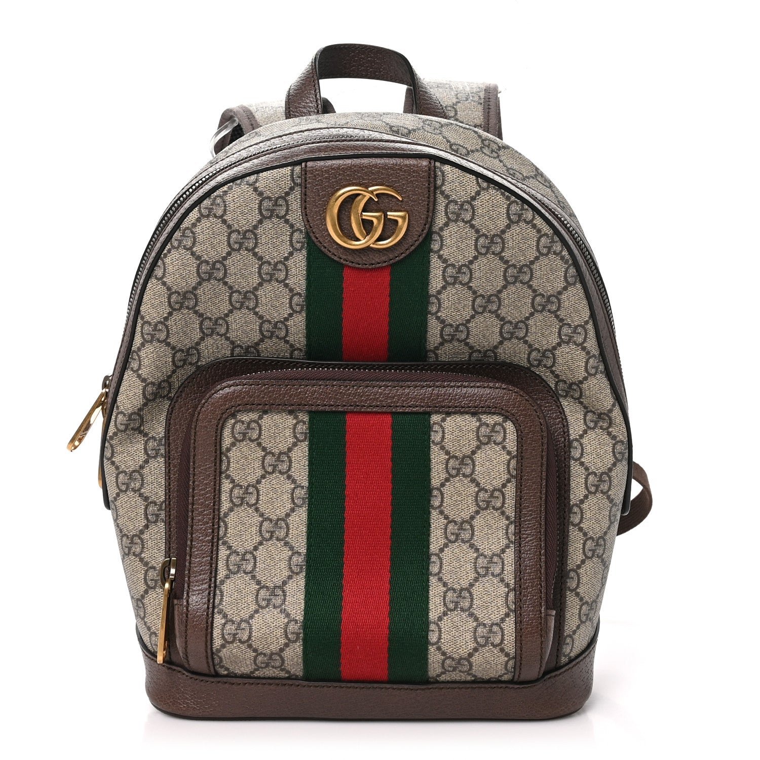 Gucci GG Supreme Monogram Calfskin Web Small Ophidia Day Backpack Beige Ebony New Acero