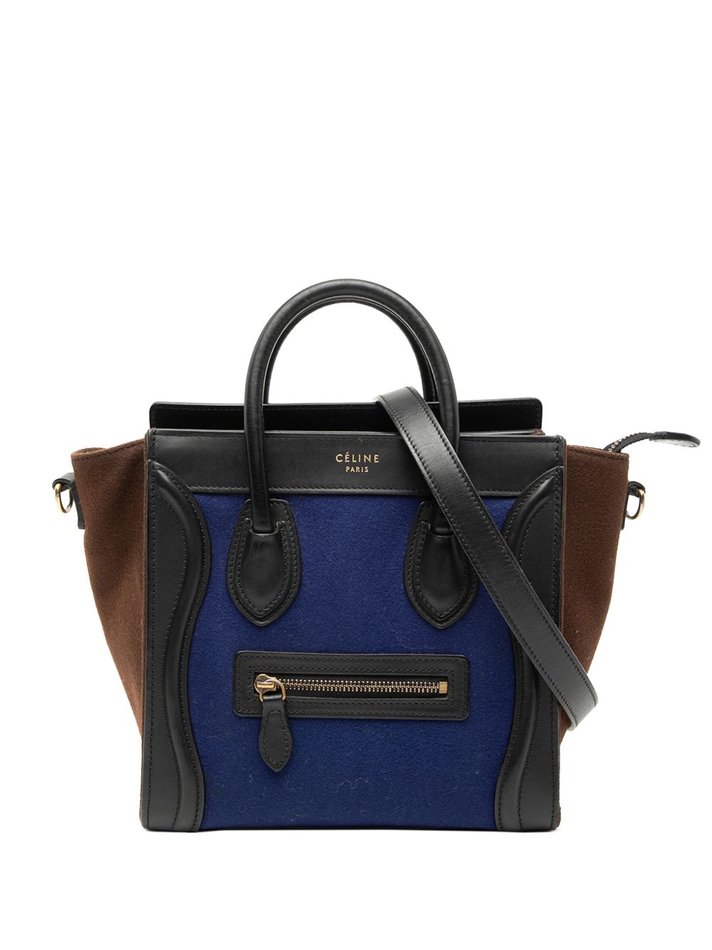Celine 2015 Nano Tricolor Felt Luggage Tote satchel