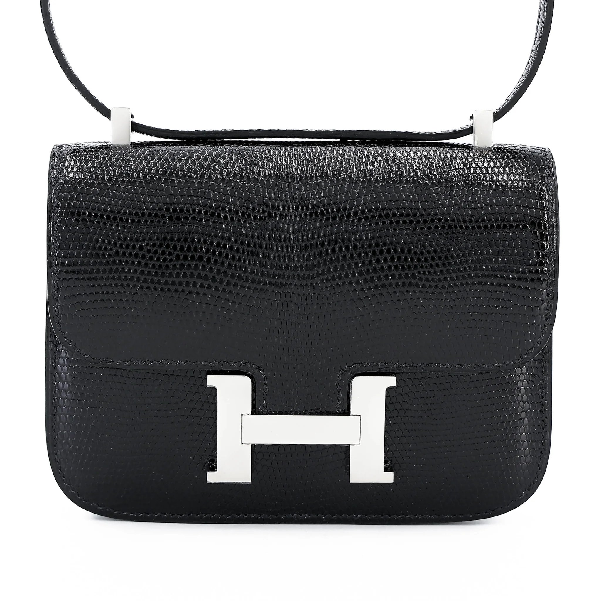 Brand New ( Rank N ) HERMÈS Micro Constance Noir (89) Shiny Lizard Palladium hardware K (2025)