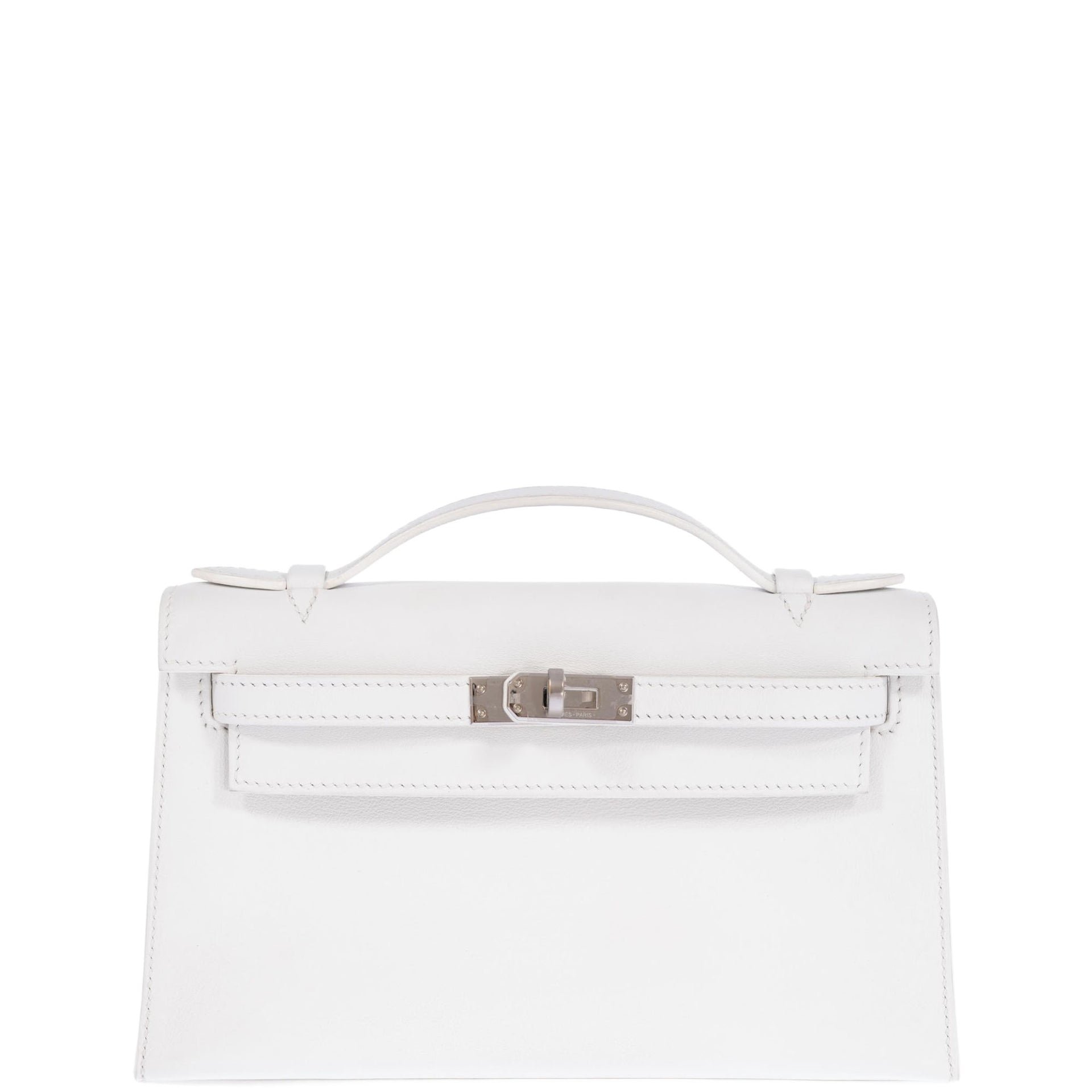 Hermes Hermès Kelly Pochette White Swift Palladium Hardware