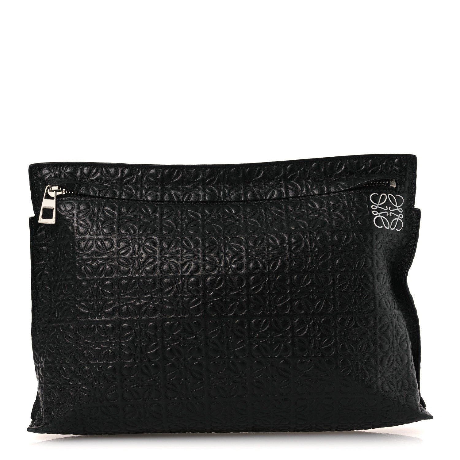 Loewe Calfskin Embossed Repeat T Pouch Black