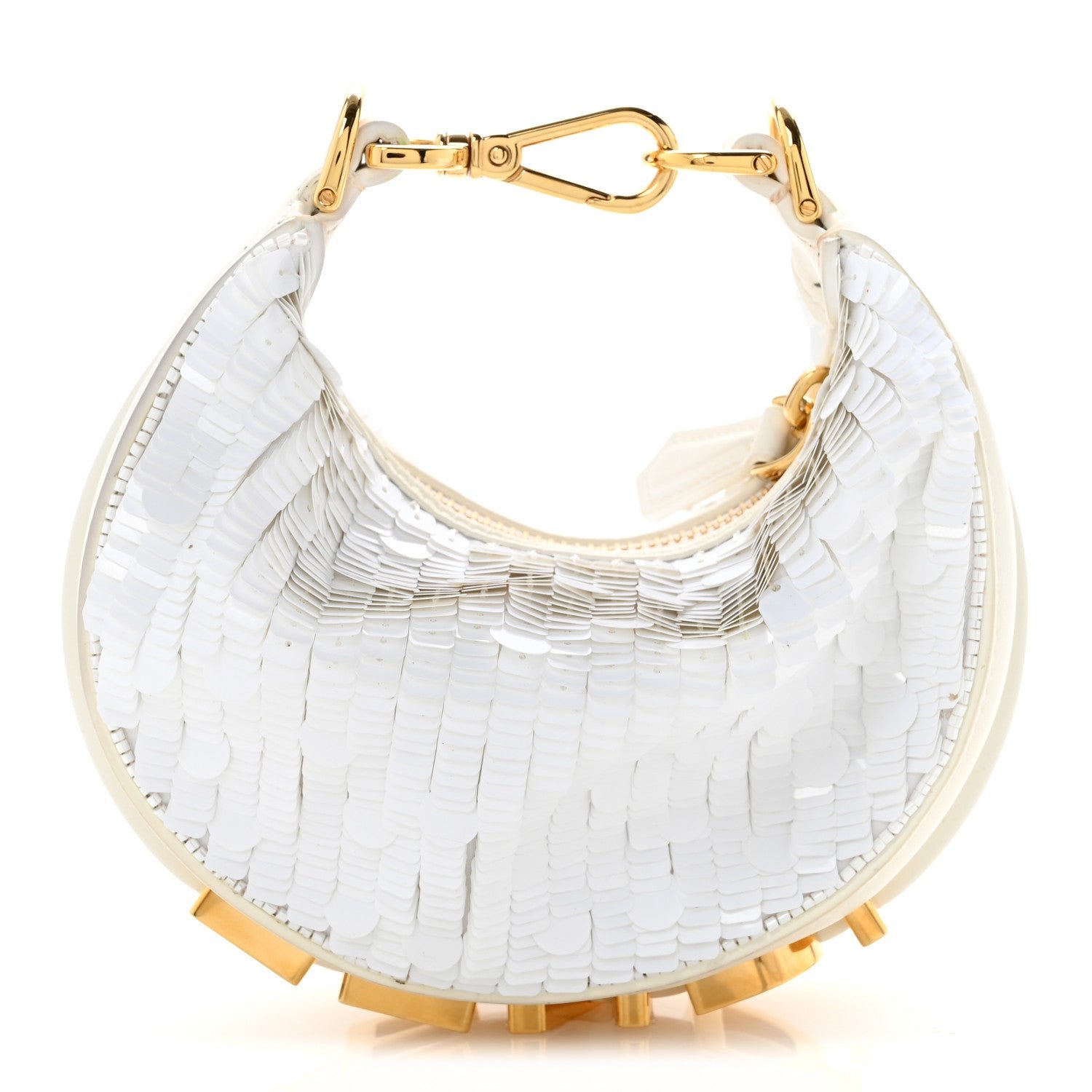Fendi Sequin Paillettes Shiny Nappa Nano Fendigraphy Hobo Charm Ottico