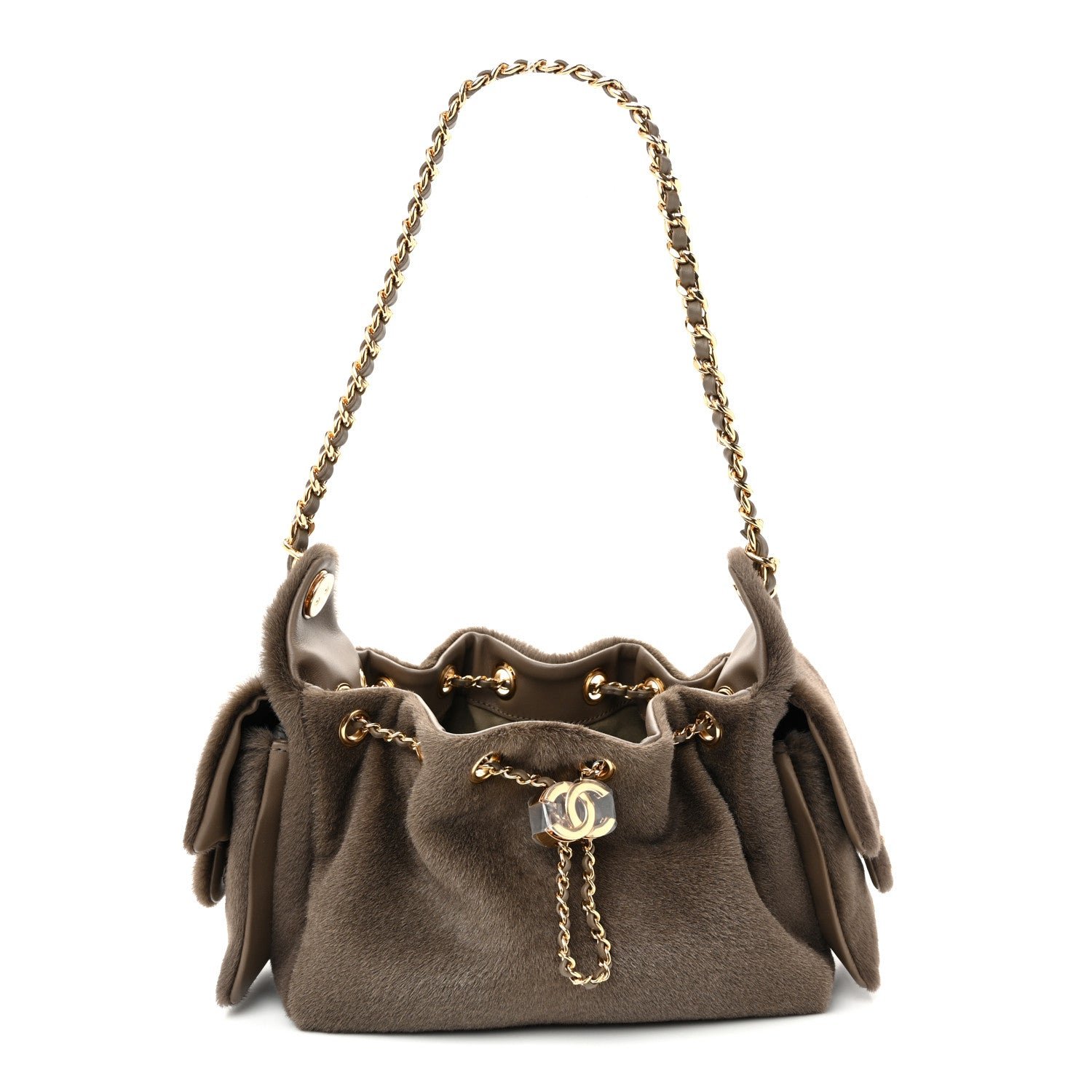 Chanel Pony Hair Mini Chanel 25 Handbag Dark Khaki